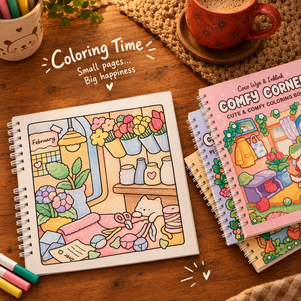 🌸 Comfy Corner Coloring Book – A Cozy Escape into Creativity 🎨💗
