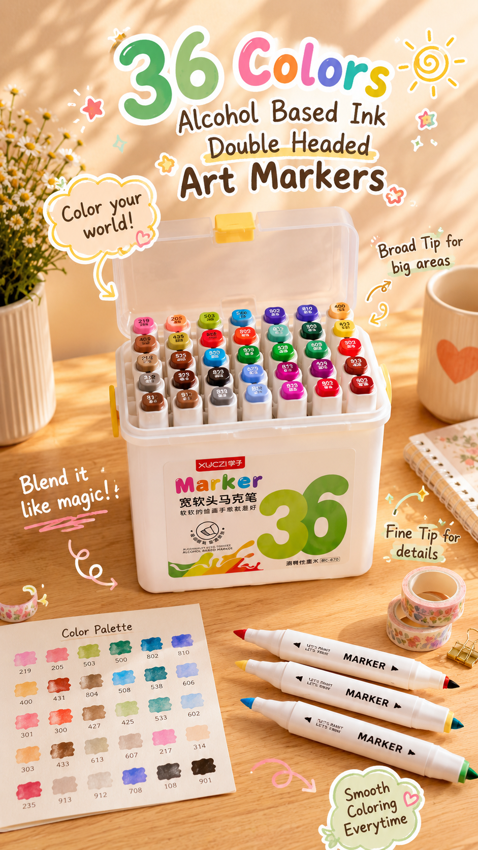 🎨 36 Alcohol-Based Dual-Tip Markers — Ink Link
