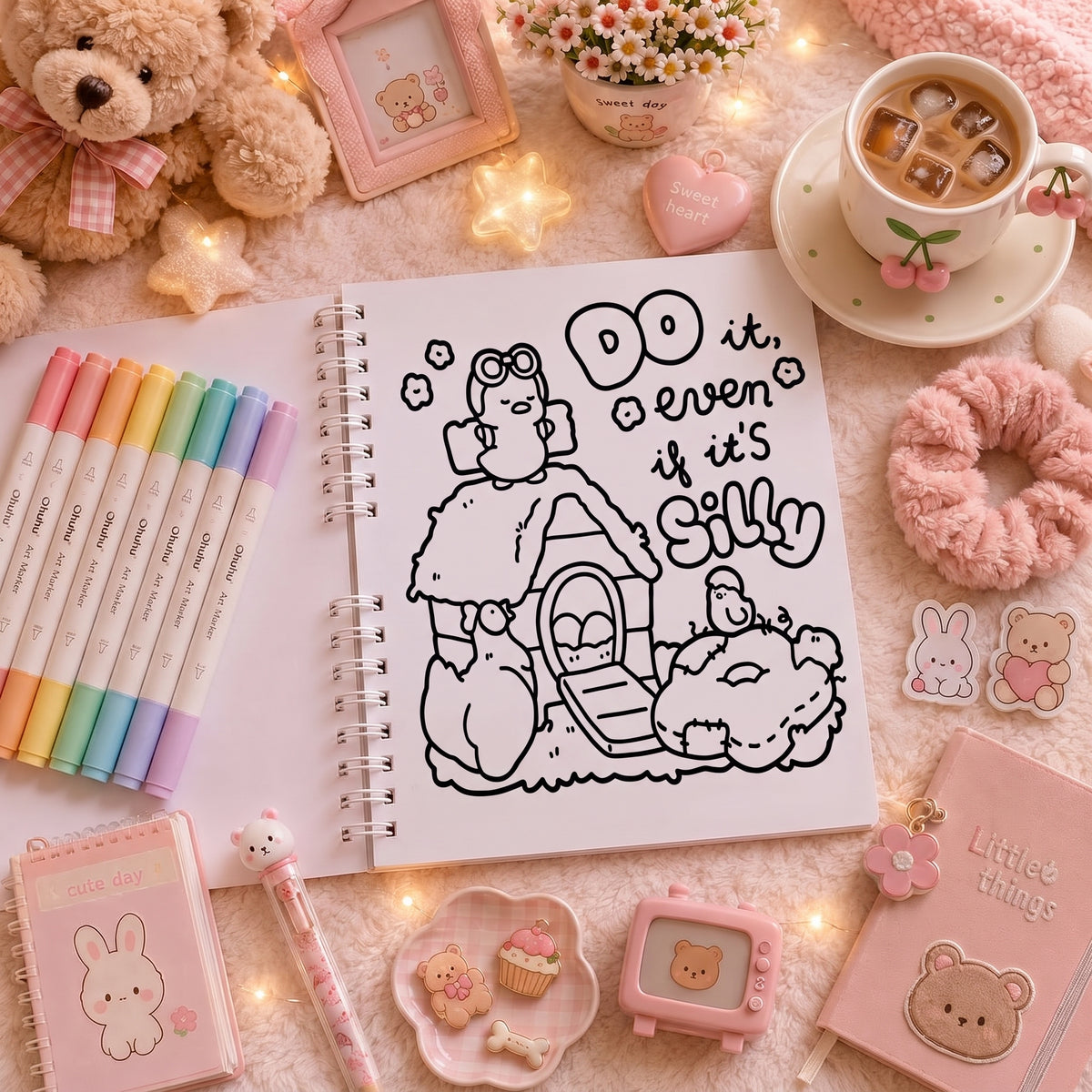 🌸🌷 Cozy Vibes Coloring book – Little Reminders, Happy Moments 🌷🌸