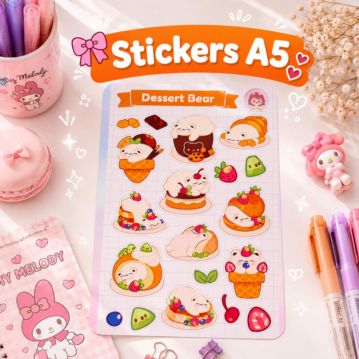 🎀🌸 Cute Sticker Sheet (A5) 🌸🎀