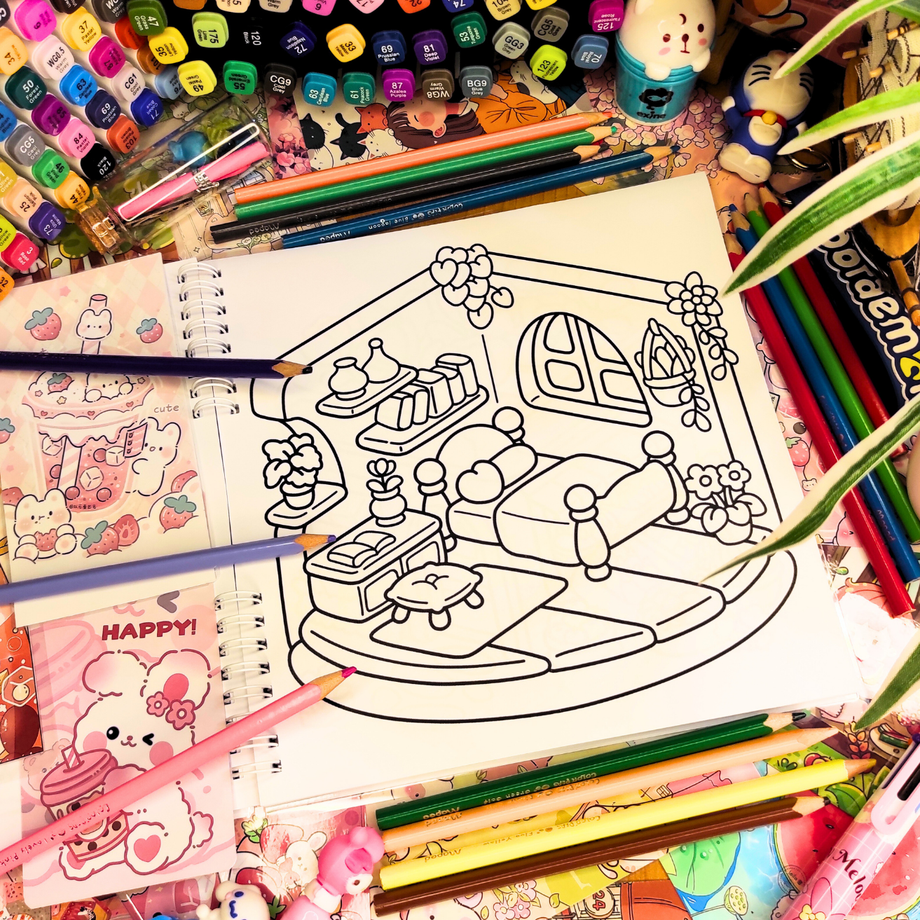 Comfy Spaces Coloring Book