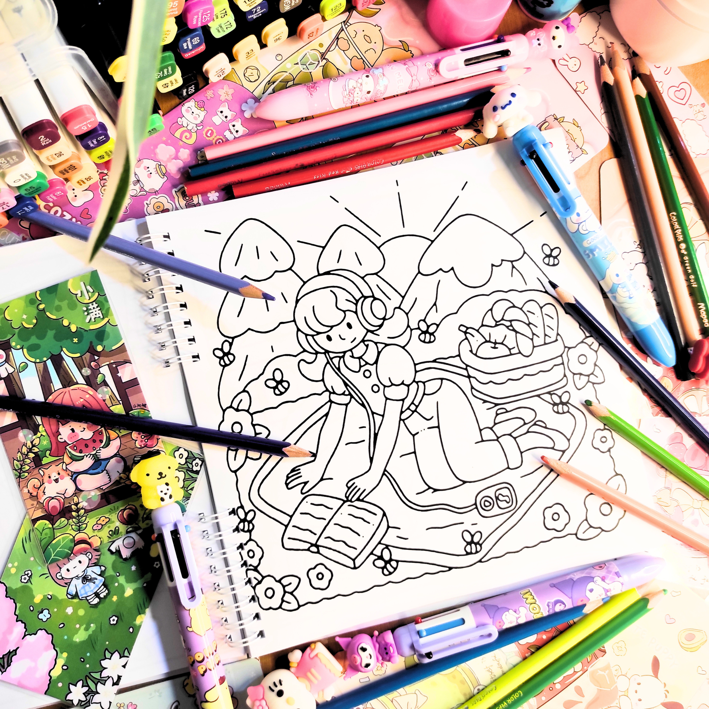 Nostalgic Girl Coloring Book