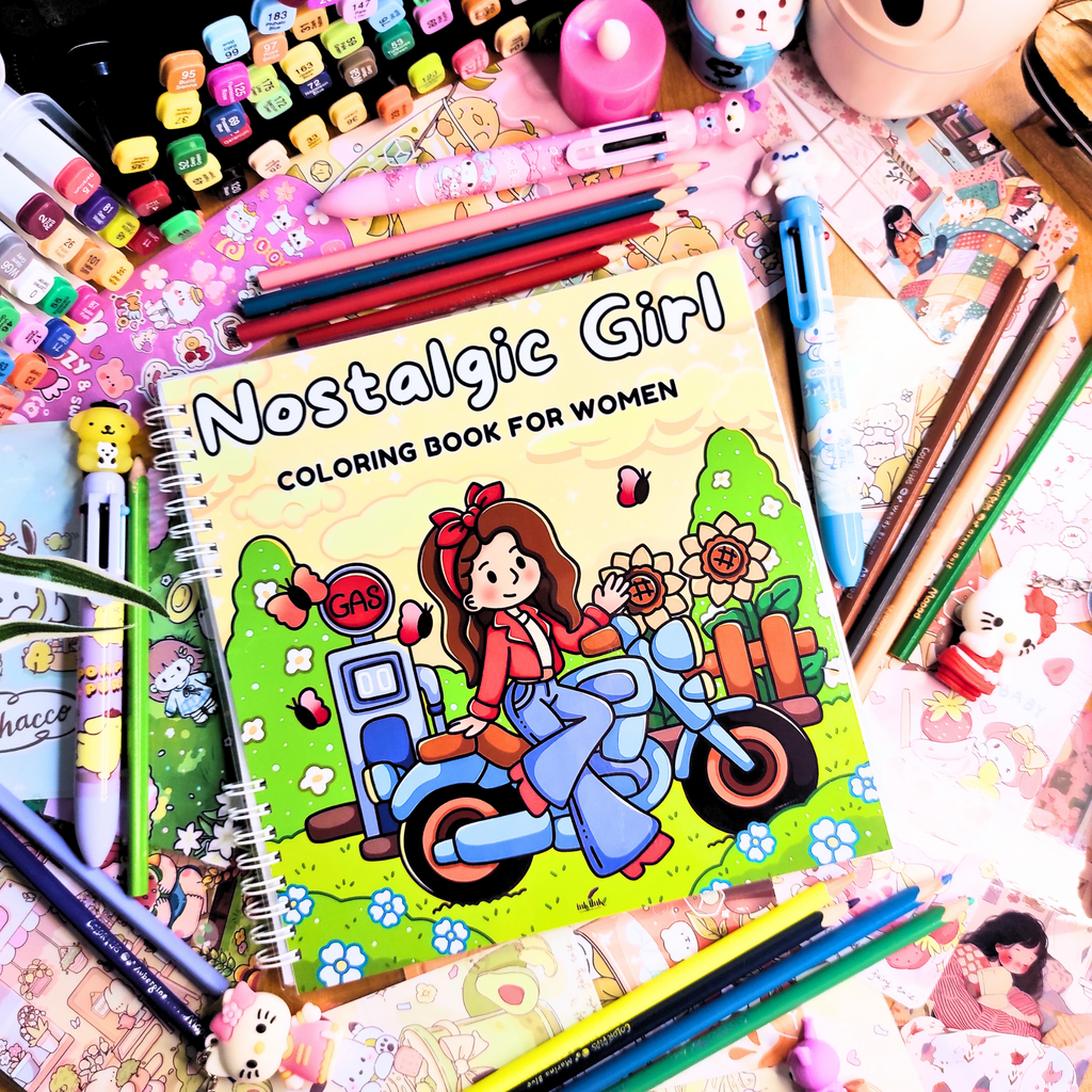 Nostalgic Girl Coloring Book