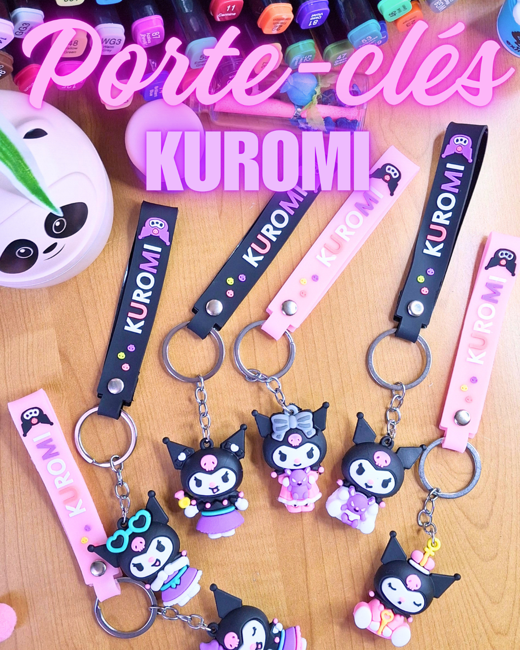 🖤 Porte-clés Kuromi avec bracelet – Audacieux, girly & irrésistible 💋