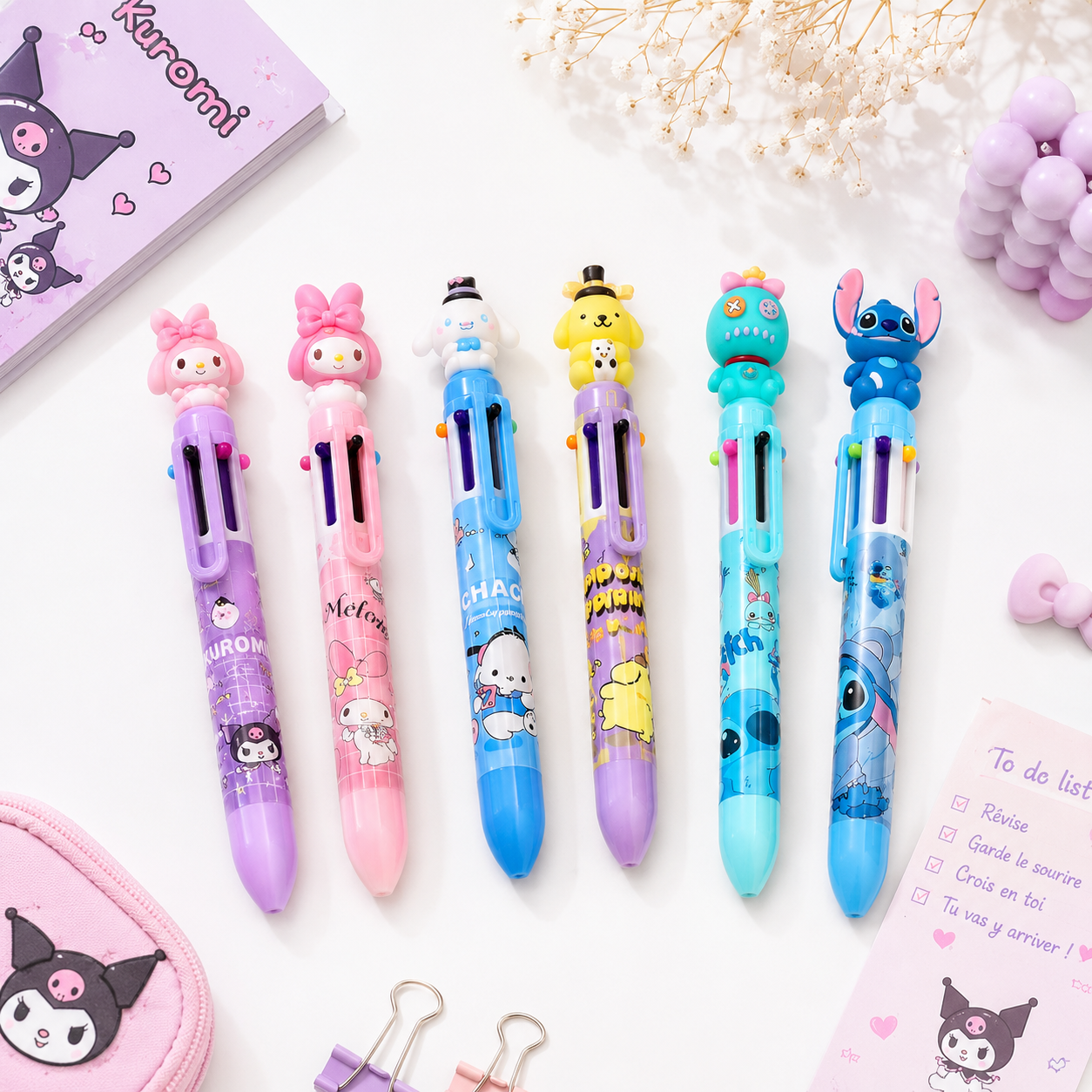 🎀 🍯 Stylo multicolore Avec ses 6 couleurs🖤🎀
