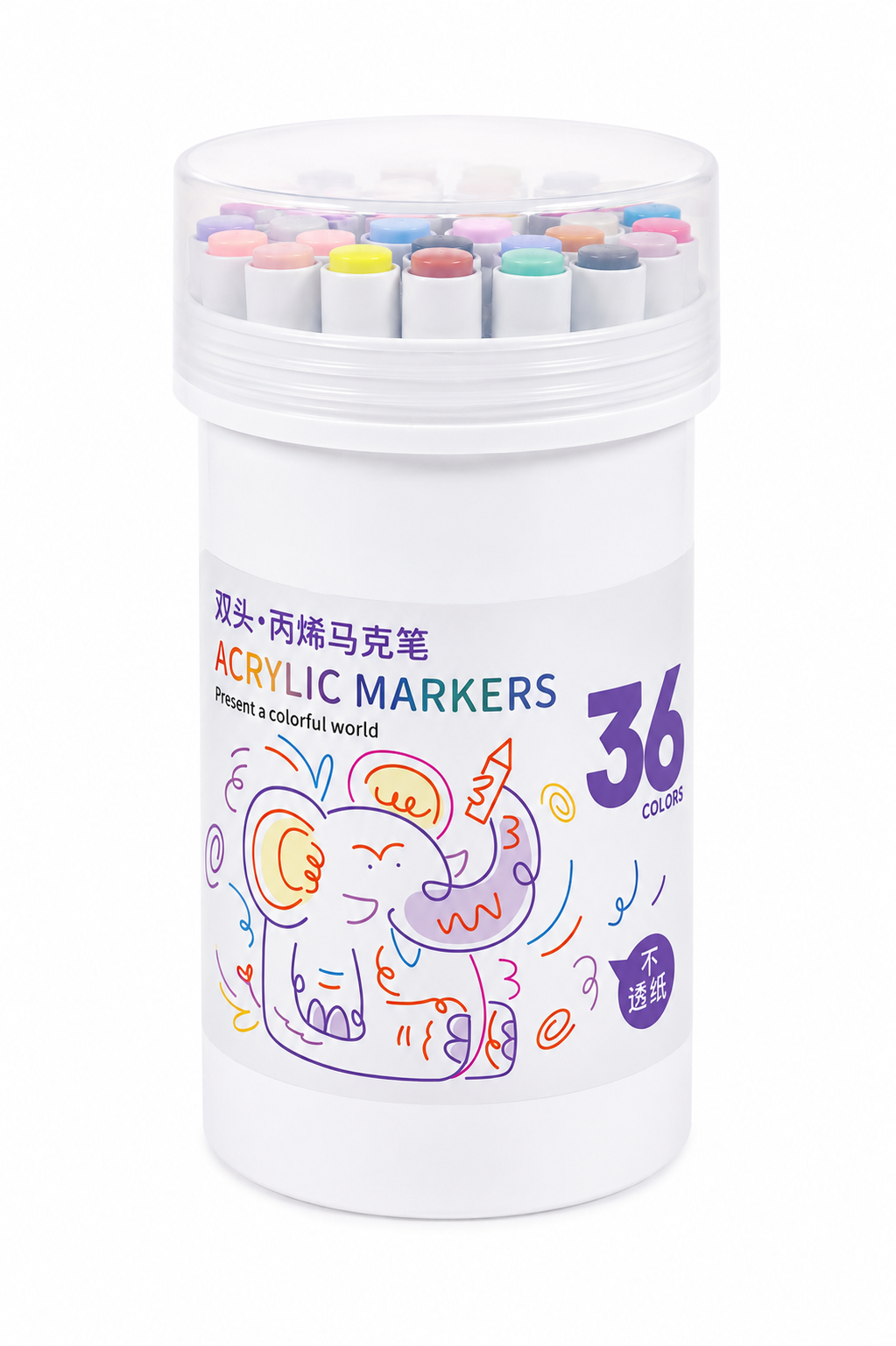 🎨 Professional Art Use 36-Color Acrylic Paint Markers, Dual-Tip Fine and Brush Tip Pens, Suitable for Stone, Wood, Calligraphy