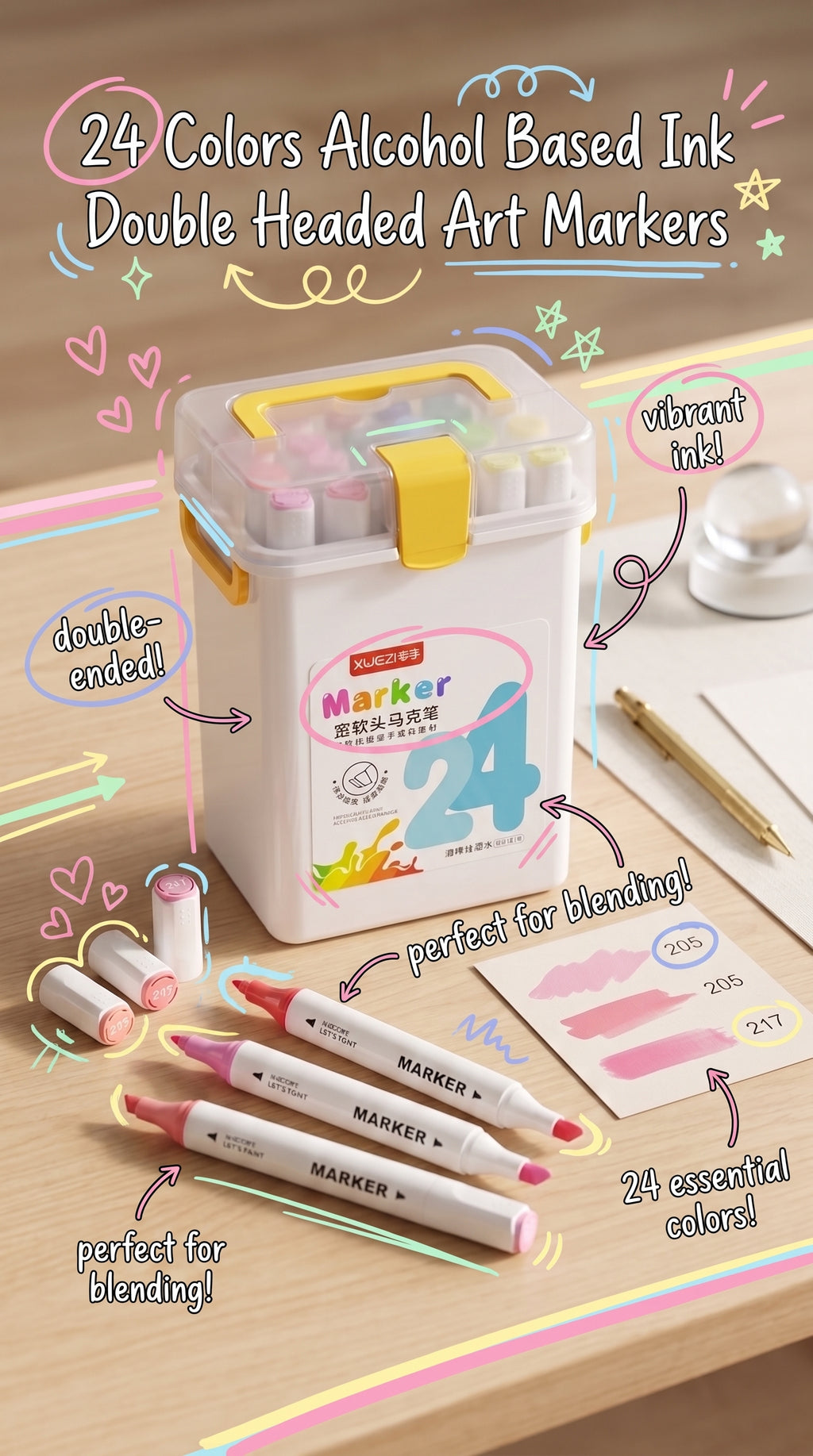 24 Alcohol-Based Markers — Ink Link 🎨✨