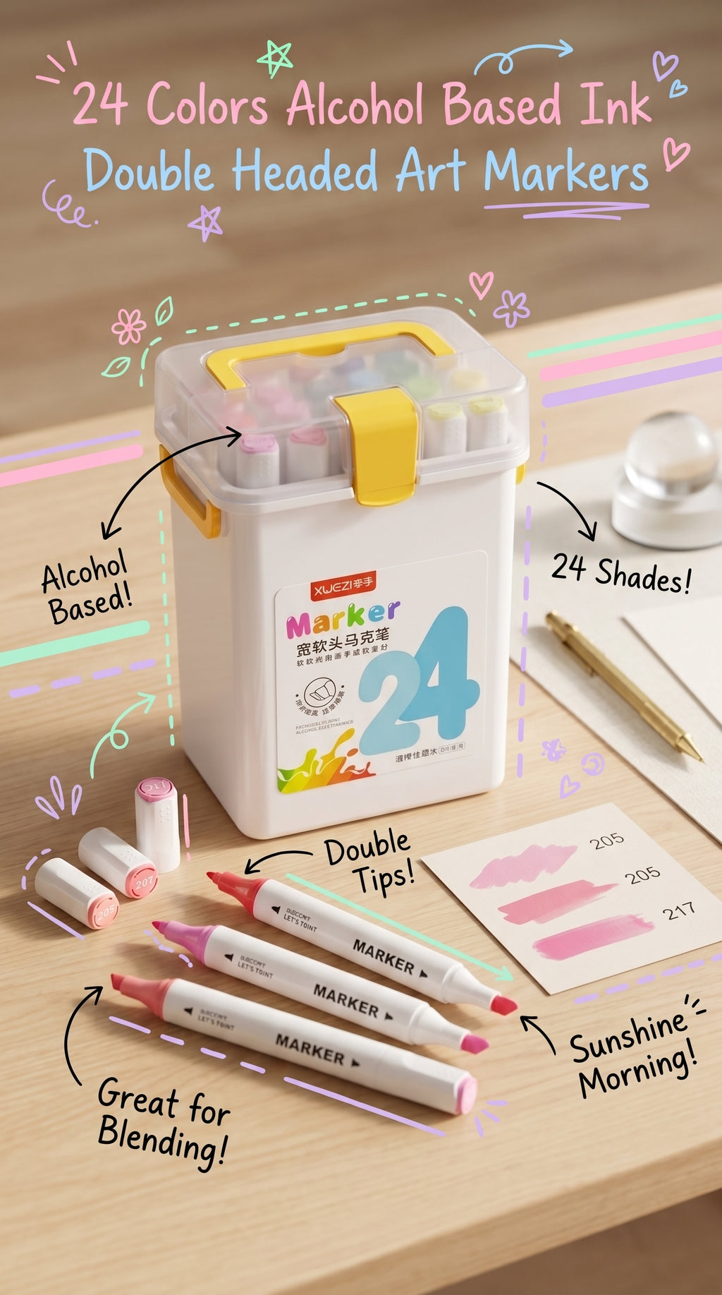 24 Alcohol-Based Markers — Ink Link 🎨✨