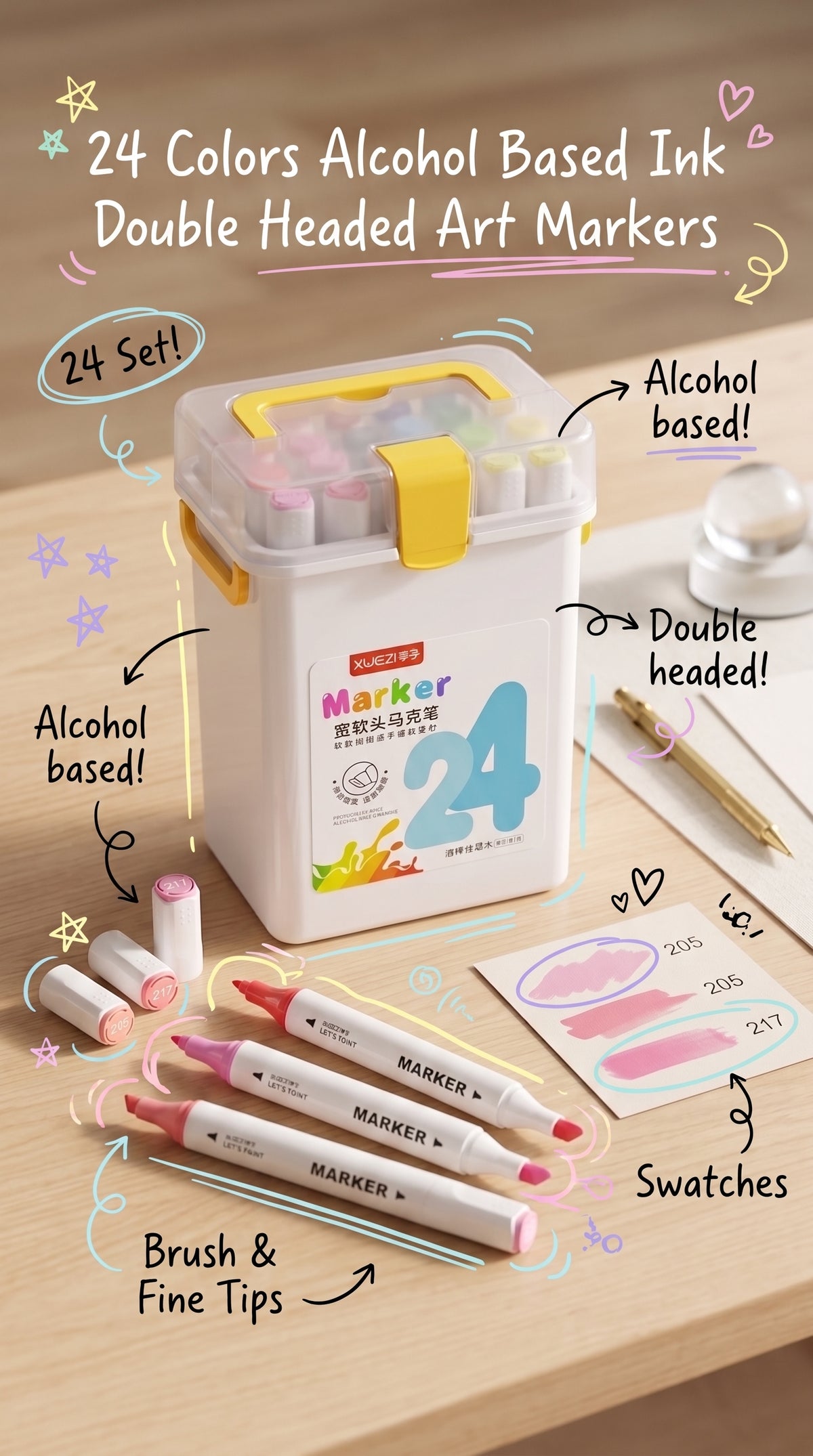24 Alcohol-Based Markers — Ink Link 🎨✨