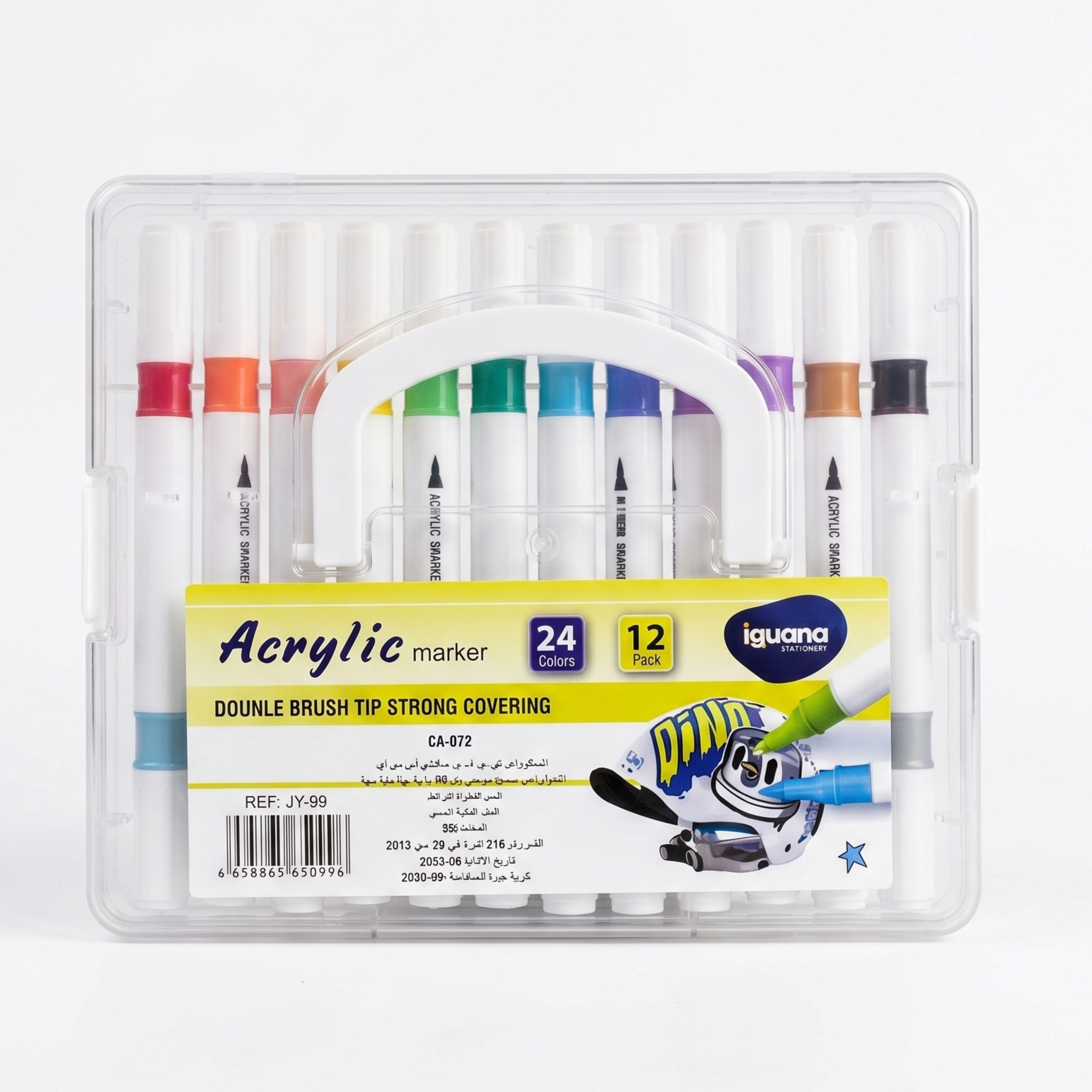Iguana Stationery Acrylic Marker Set – 12 Double-Headed Markers, 24 Colors