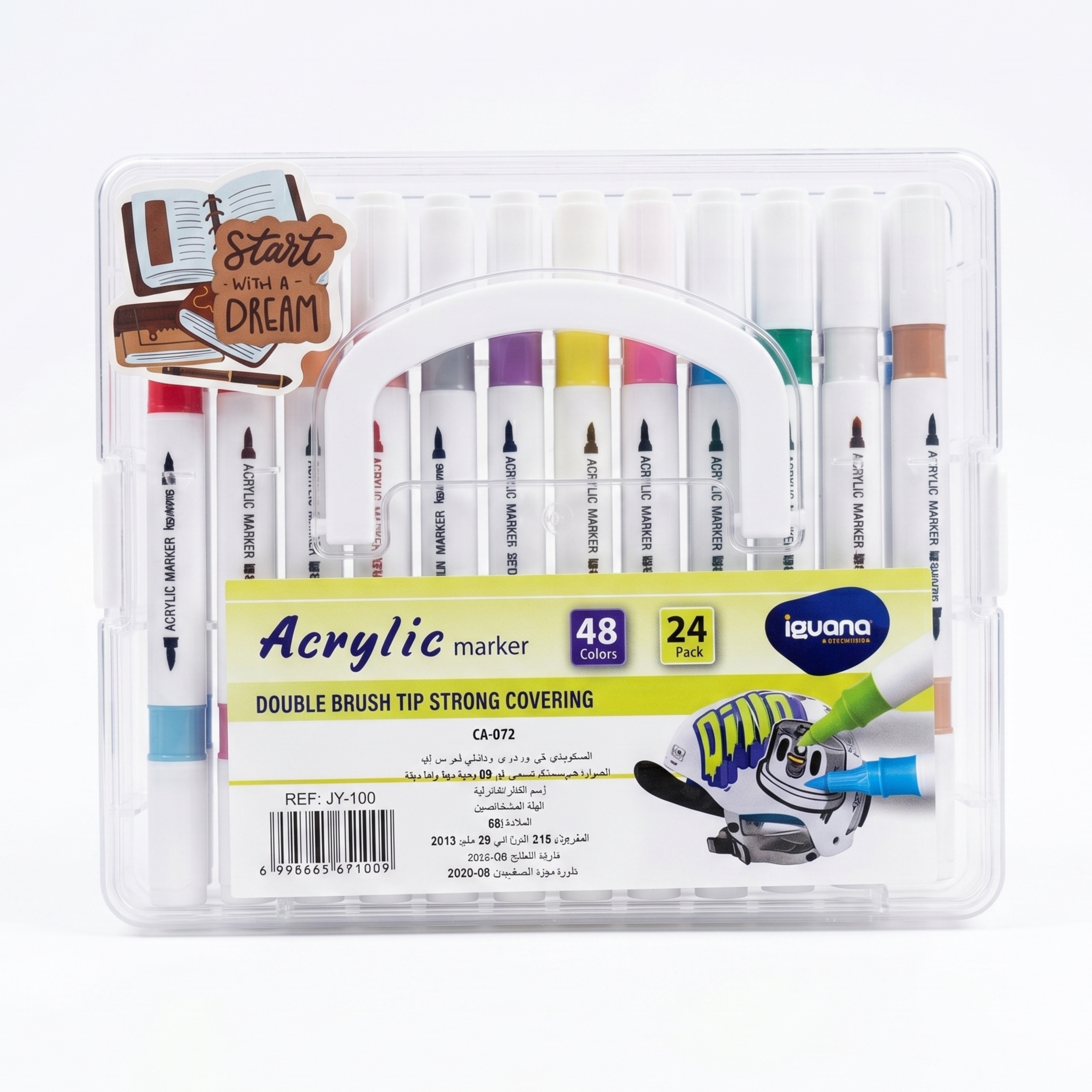 Iguana Stationery Acrylic Marker Set – 24 Double-Headed Markers, 48 Colors