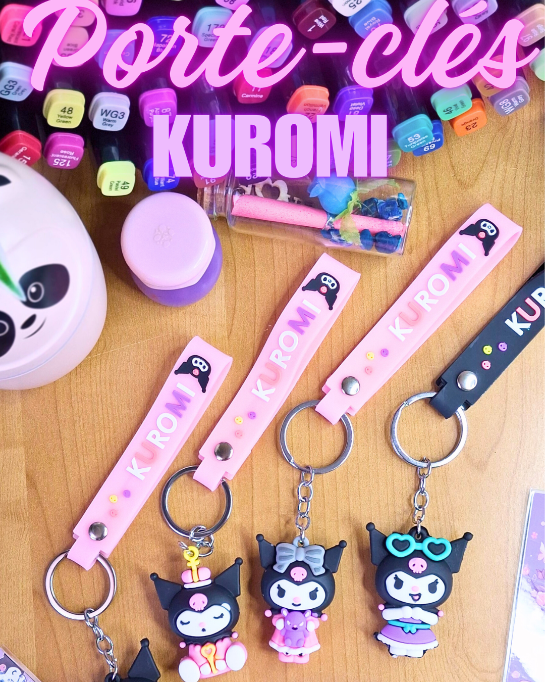 🖤 Porte-clés Kuromi avec bracelet – Audacieux, girly & irrésistible 💋