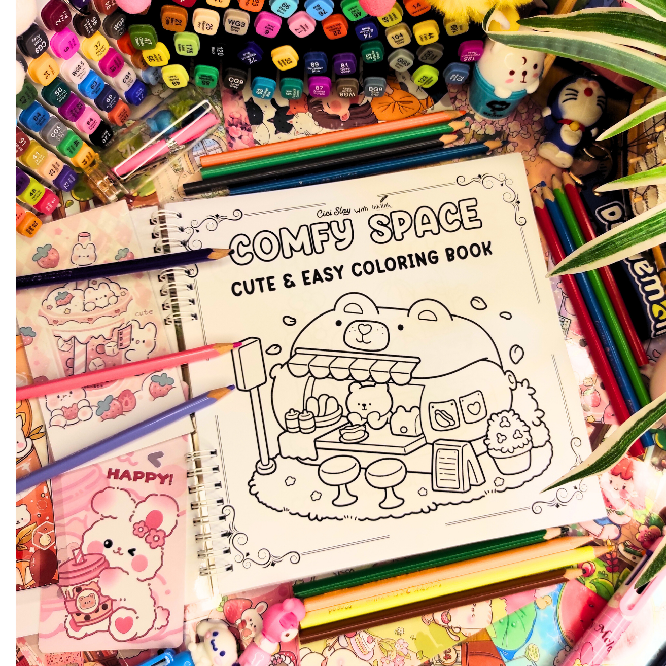 Comfy Spaces Coloring Book