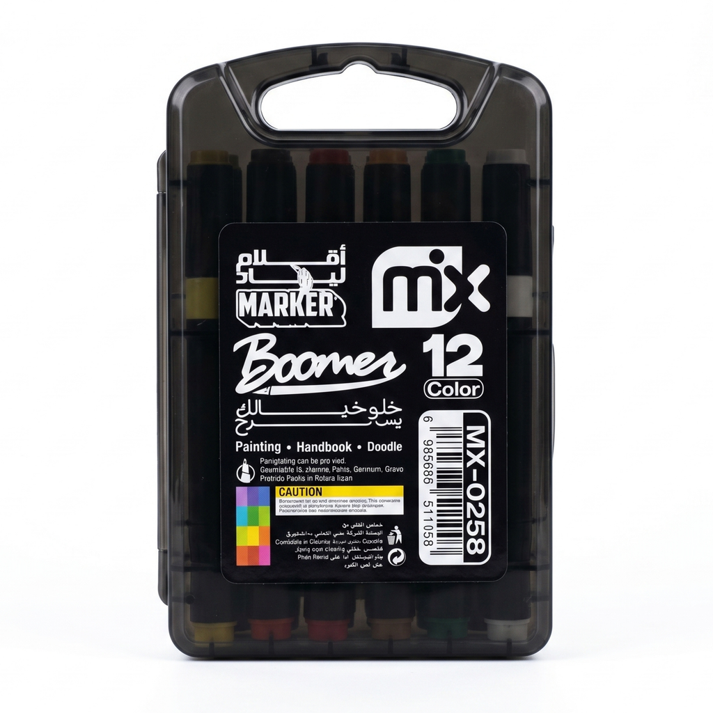 Monamix Boomer Marqueurs Acryliques – 12 Couleurs, Étui Noir