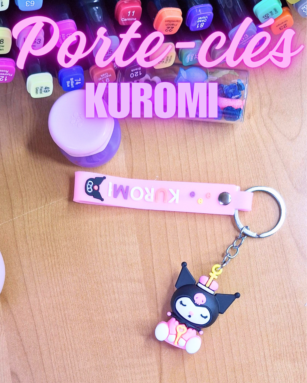 🖤 Porte-clés Kuromi avec bracelet – Audacieux, girly & irrésistible 💋