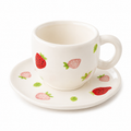 Strawberry Ceramic Coffee Mug with Matching Saucer – Microwave & Dishwasher Safe | Premium Strawberry Coffee Cup Gift