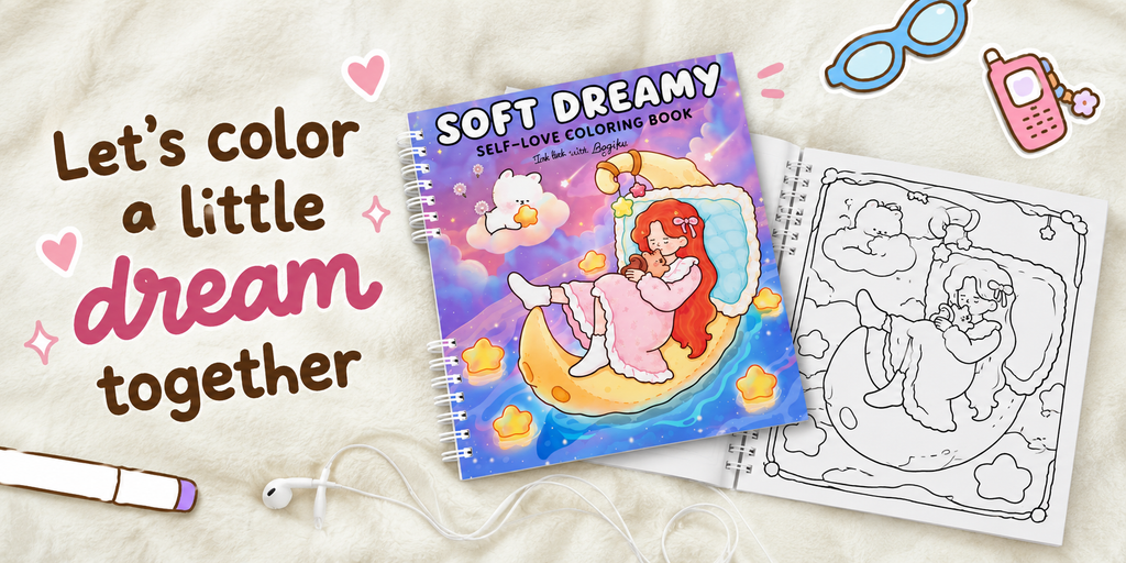 🌙🧸 Soft Dreamy Coloring book – Gentle Moments, Quiet Hearts 🧸🌙