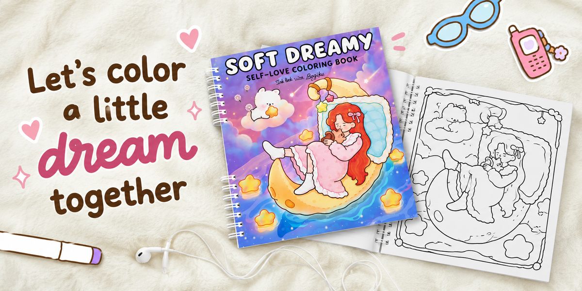 🌙🧸 Soft Dreamy Coloring book – Gentle Moments, Quiet Hearts 🧸🌙