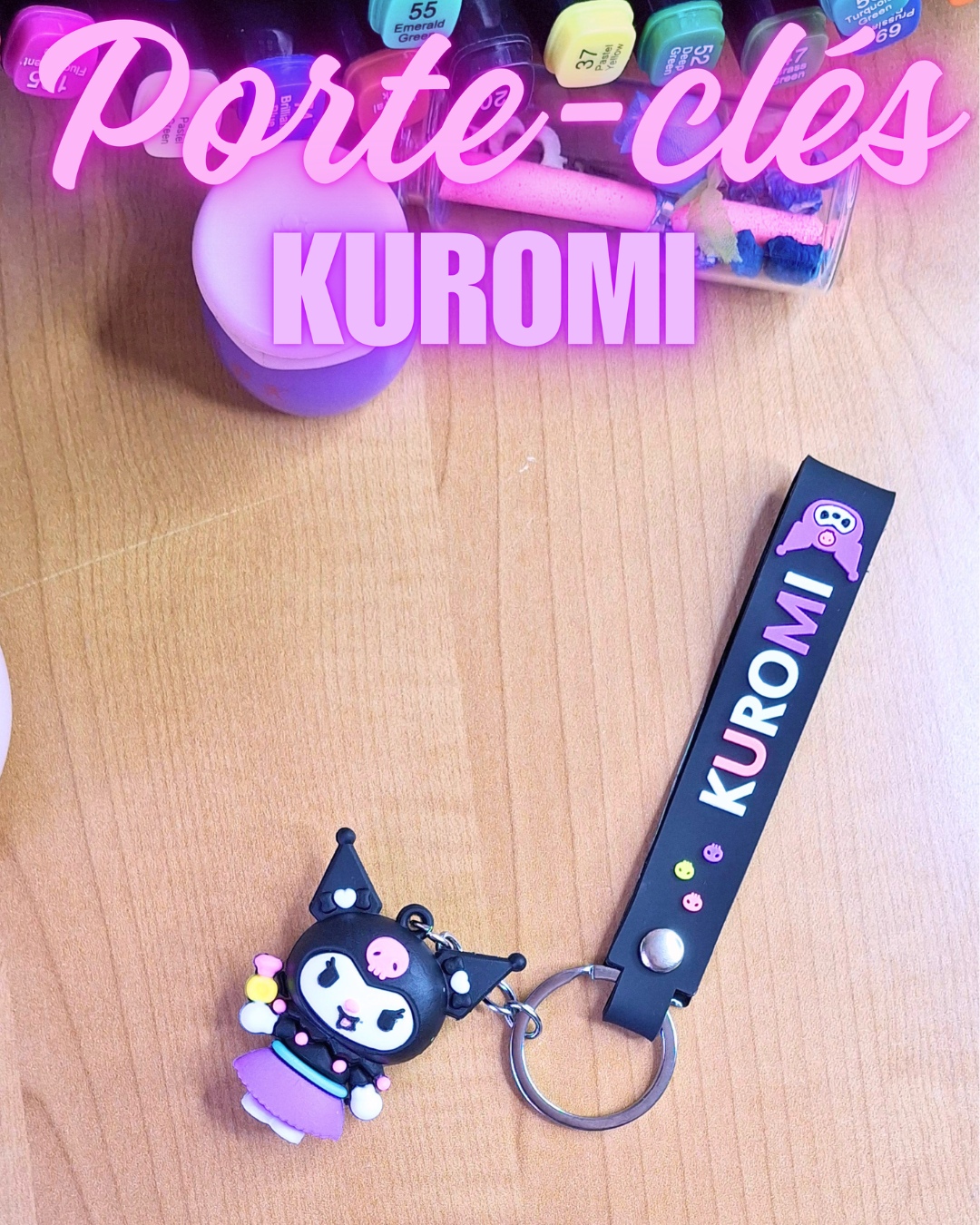 🖤 Porte-clés Kuromi avec bracelet – Audacieux, girly & irrésistible 💋