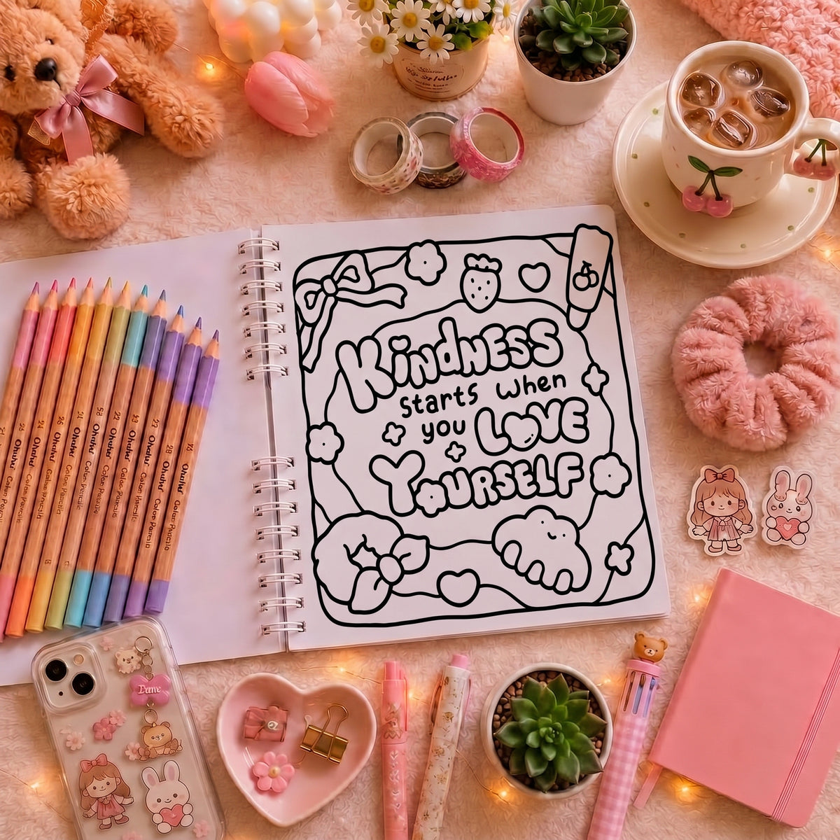 🌸🌷 Cozy Vibes Coloring book – Little Reminders, Happy Moments 🌷🌸