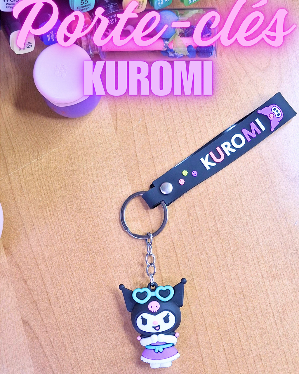 🖤 Porte-clés Kuromi avec bracelet – Audacieux, girly & irrésistible 💋