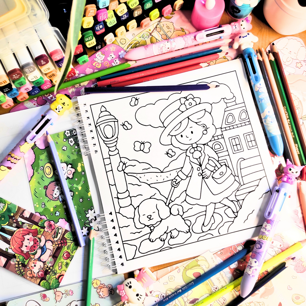 Nostalgic Girl Coloring Book
