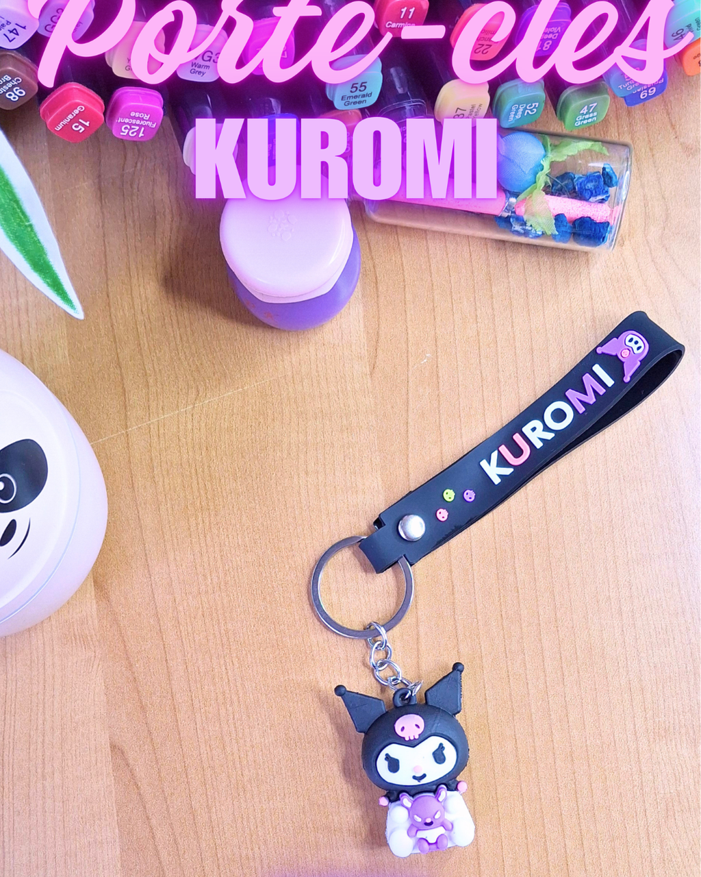 🖤 Porte-clés Kuromi avec bracelet – Audacieux, girly & irrésistible 💋