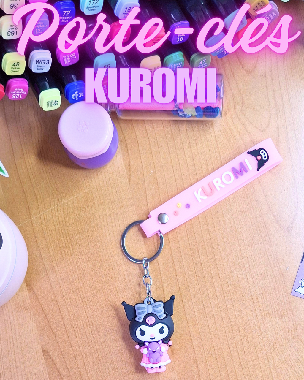 🖤 Porte-clés Kuromi avec bracelet – Audacieux, girly & irrésistible 💋