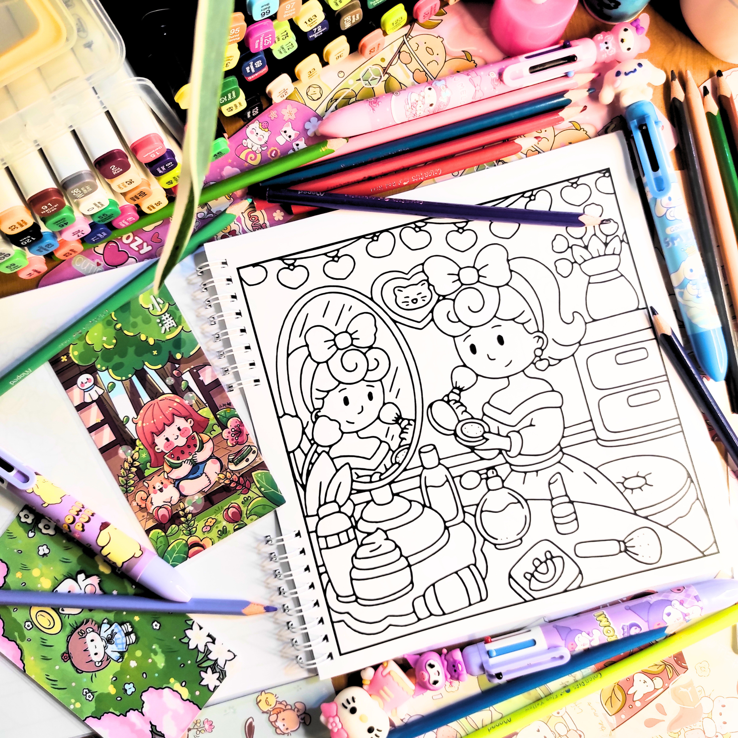 Nostalgic Girl Coloring Book
