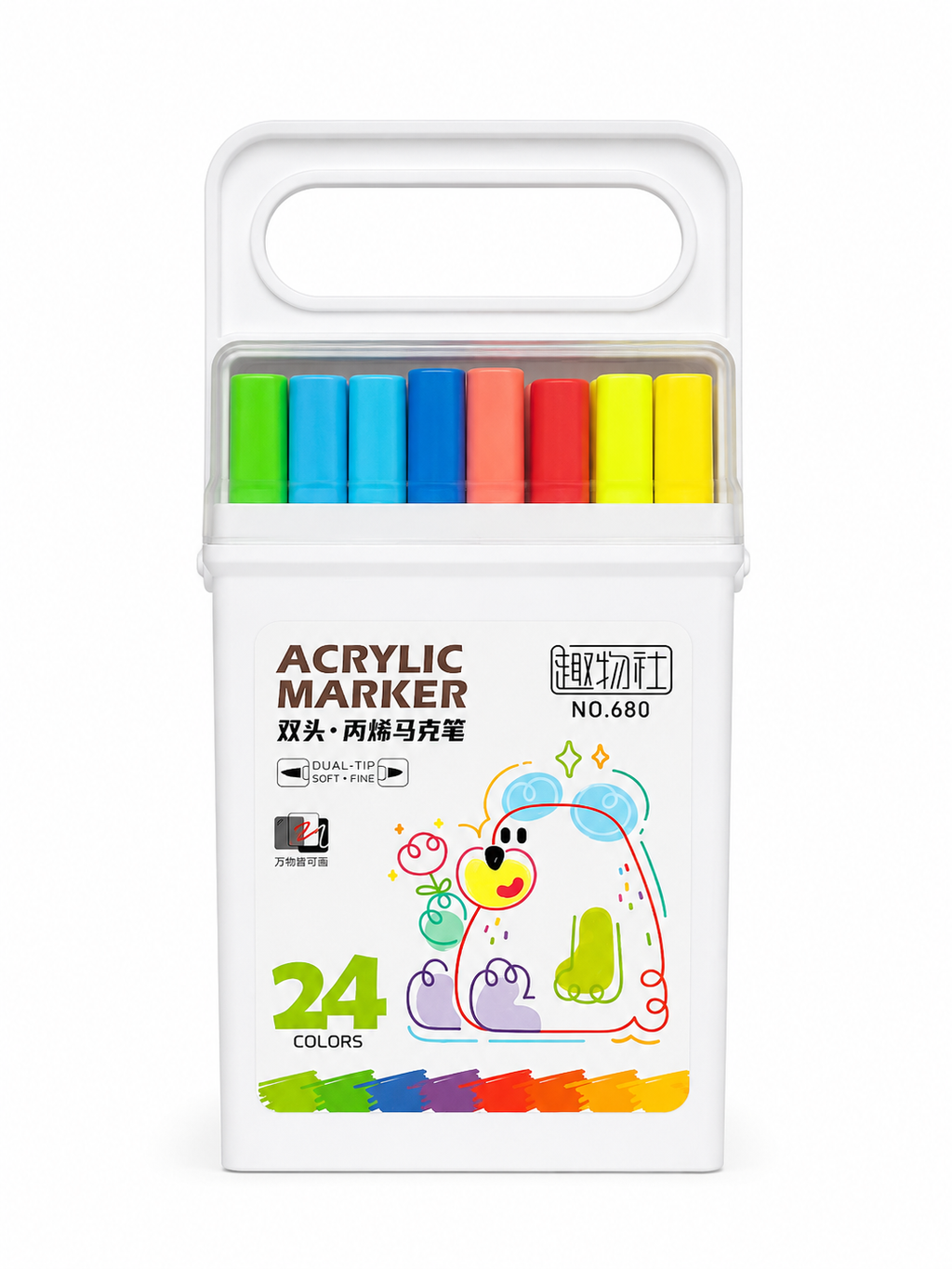 🌈🖊️ Acrylic Marker Set – 24 Colors: Bring Every Page to Life!