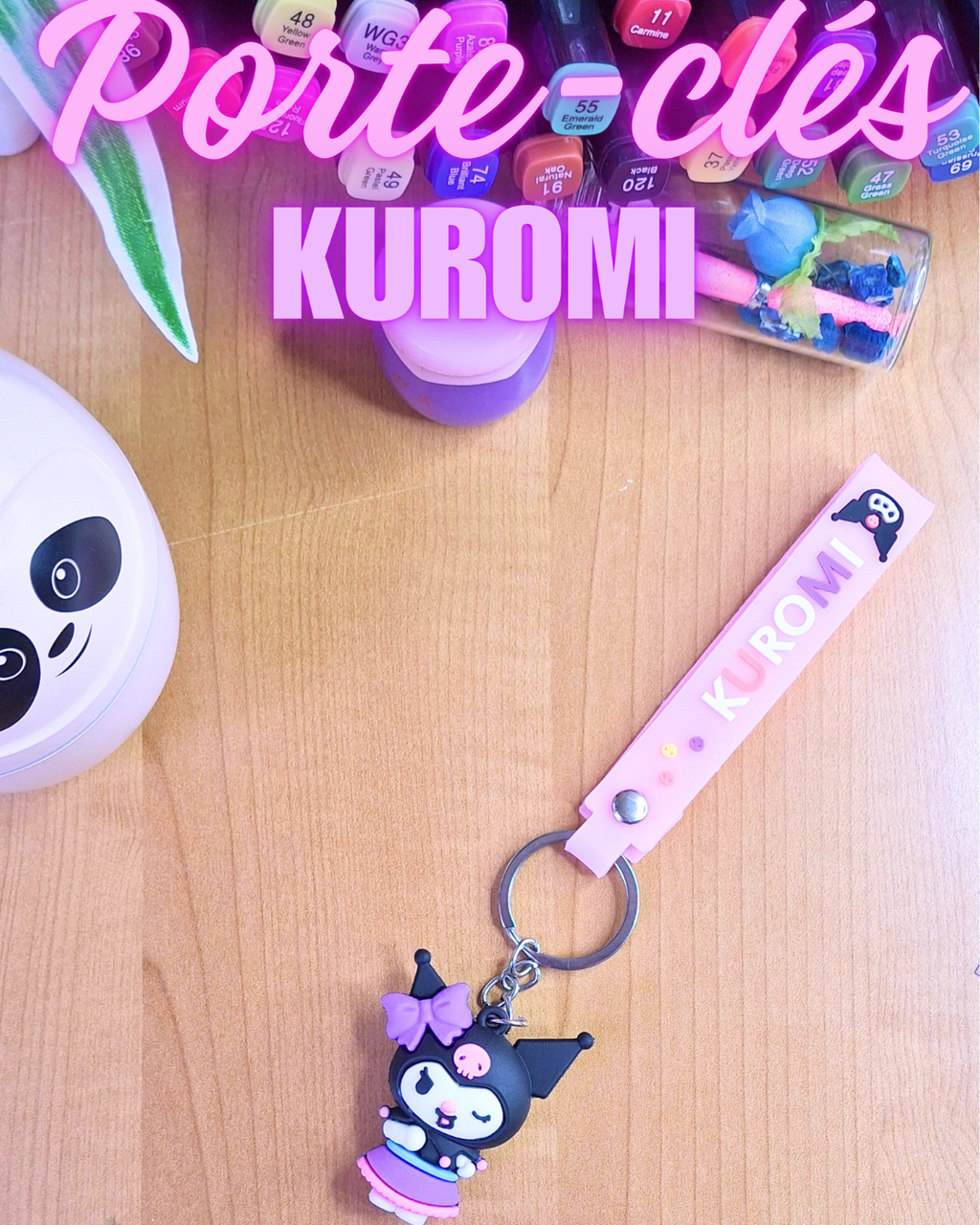 🖤 Porte-clés Kuromi avec bracelet – Audacieux, girly & irrésistible 💋