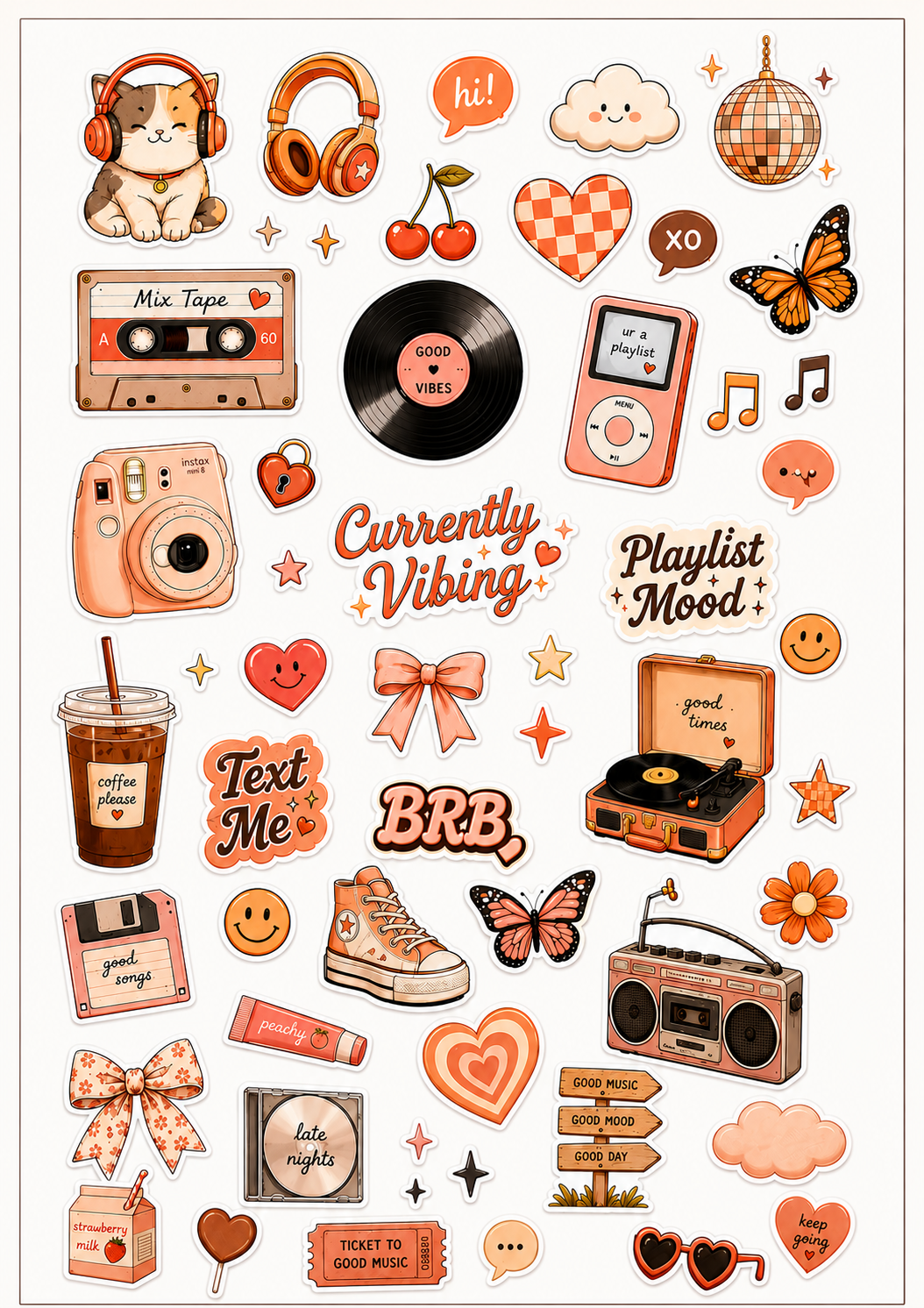 Cute Cozy Kawaii Sticker Sheet 2