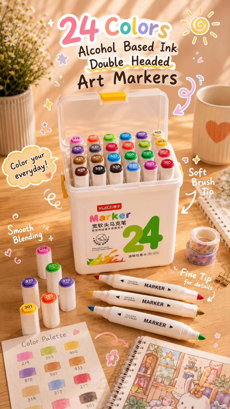 24 Alcohol-Based Markers — Ink Link 🎨✨