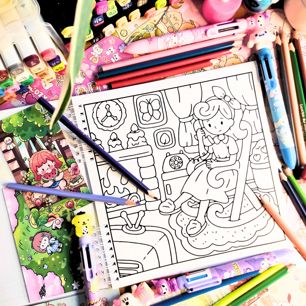 Nostalgic Girl Coloring Book