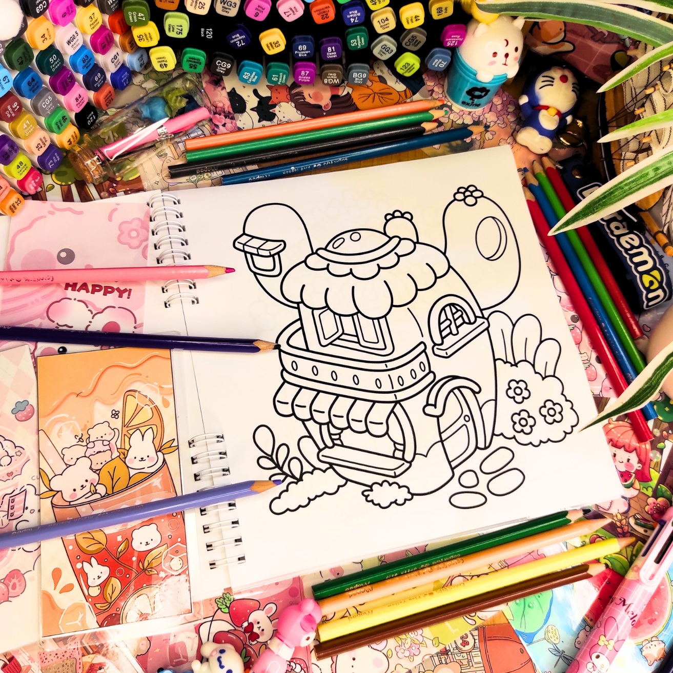 Comfy Spaces Coloring Book