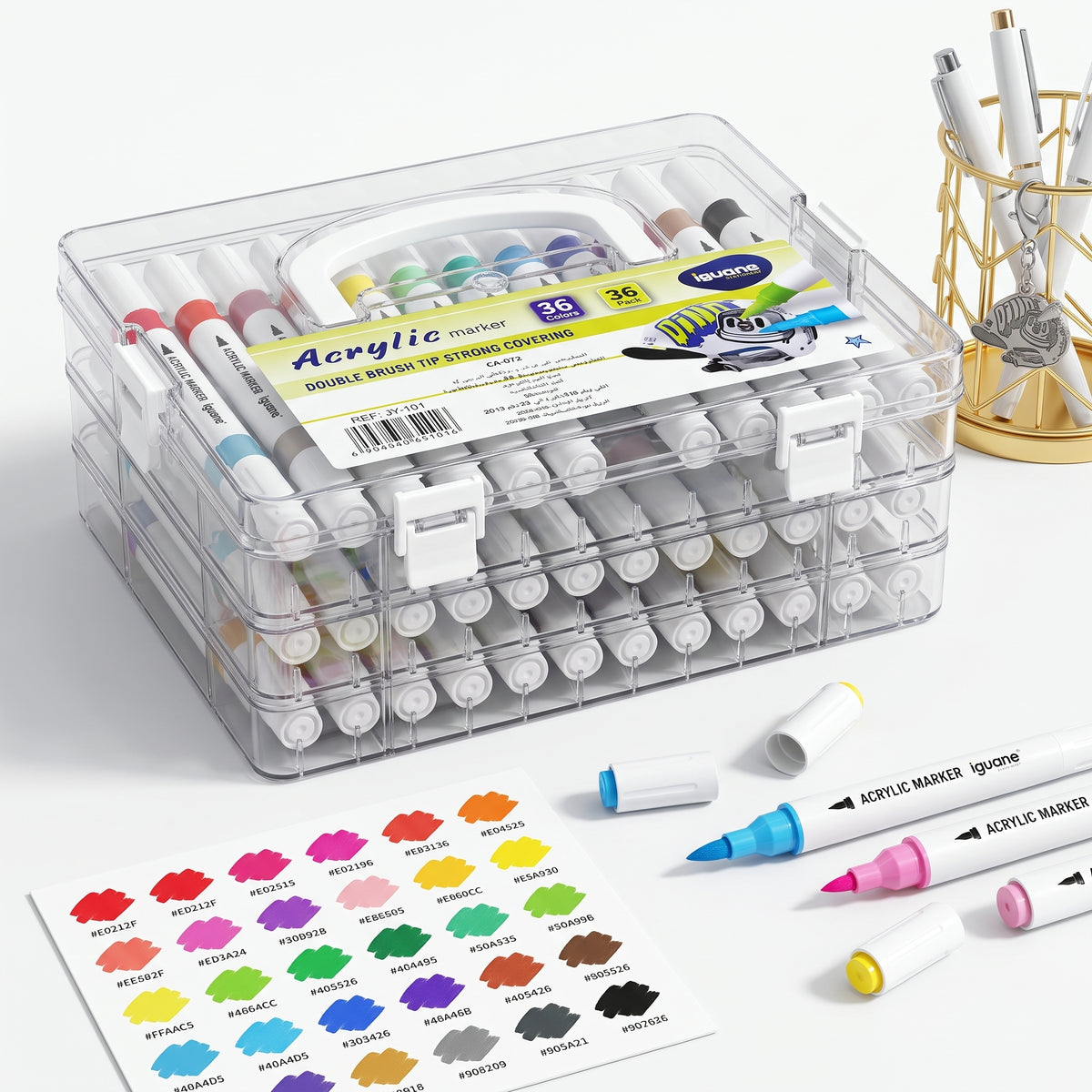 🎨 36-Piece / 72-Color Acrylic Dual-Tip Brush Markers