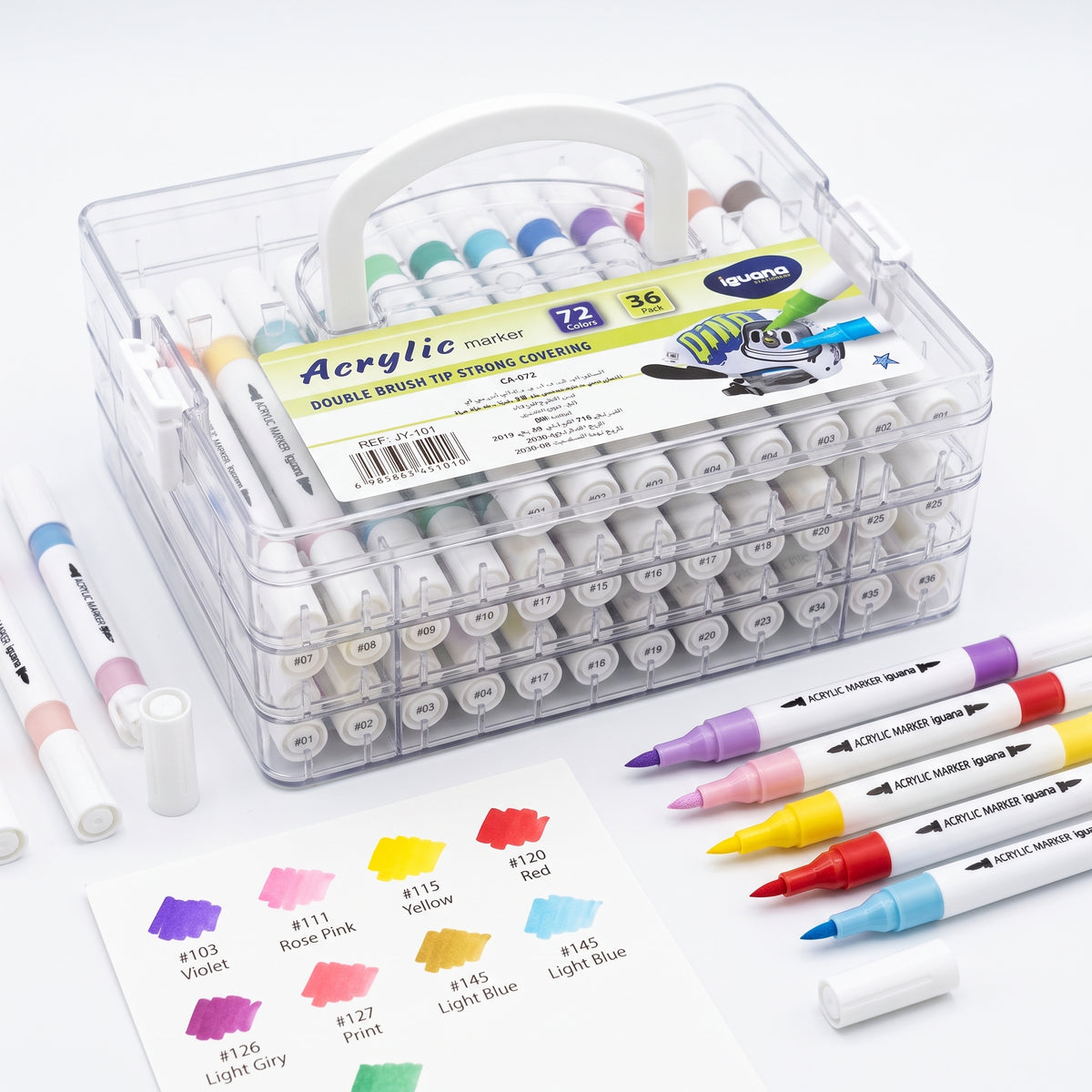 🎨 36-Piece / 72-Color Acrylic Dual-Tip Brush Markers