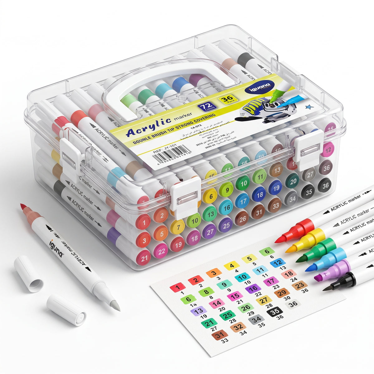 🎨 36-Piece / 72-Color Acrylic Dual-Tip Brush Markers