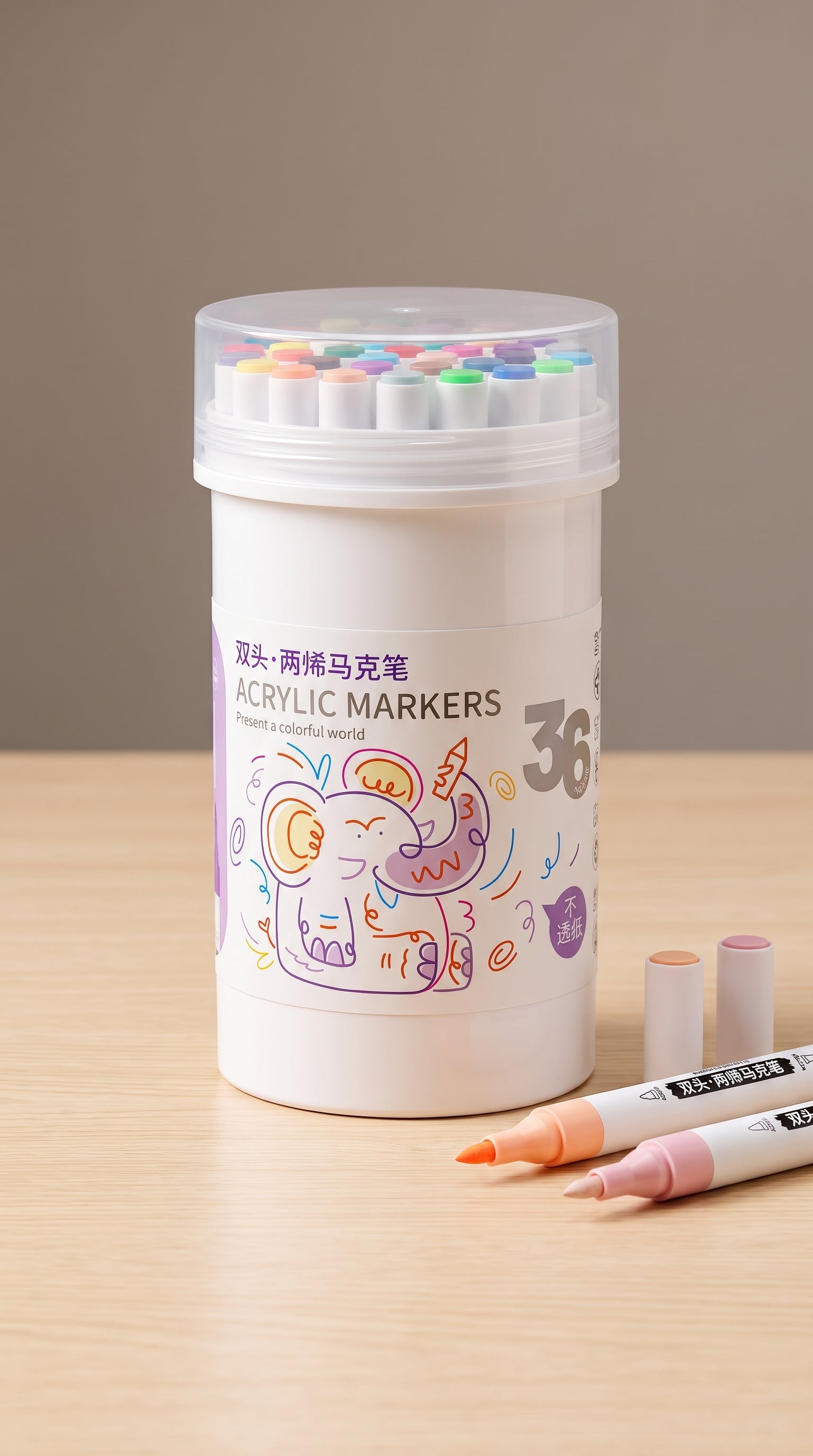 🎨 Marqueurs de Peinture Acrylique Professionnels 36 Couleurs, Pointe Fine et Pinceau Double, Convient pour la Pierre, le Bois, la Calligraphie