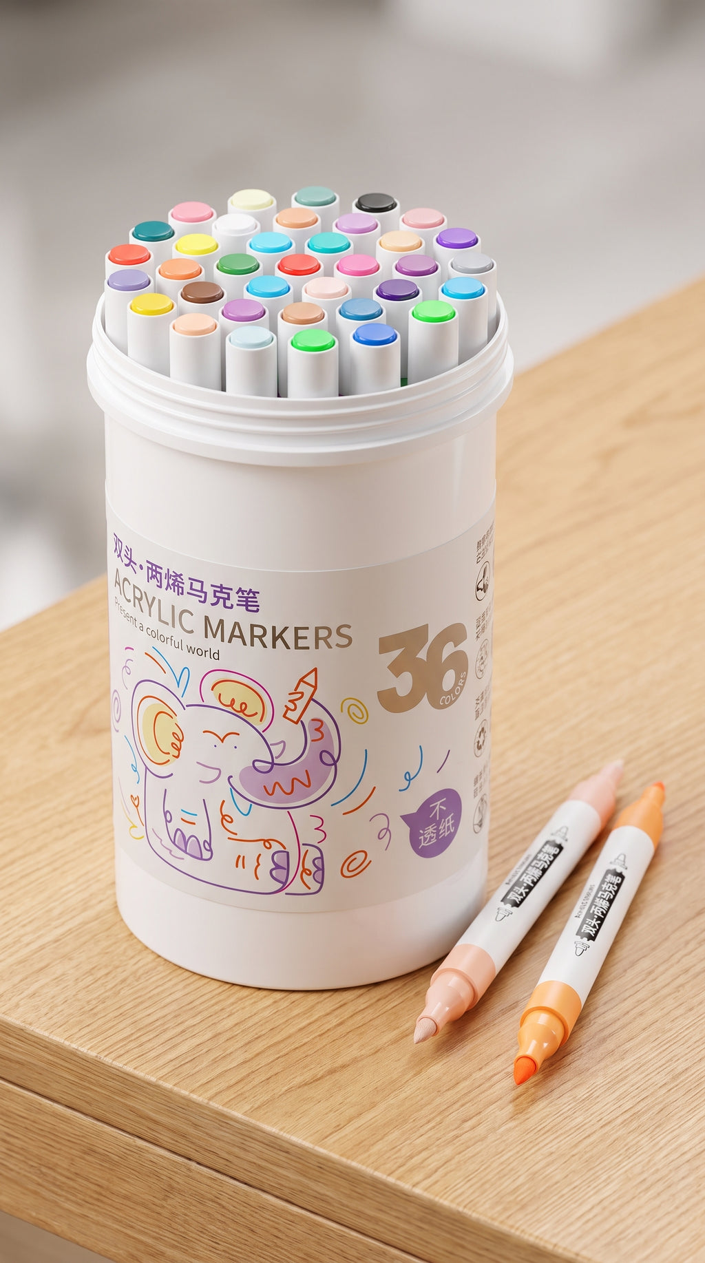 🎨 Marqueurs de Peinture Acrylique Professionnels 36 Couleurs, Pointe Fine et Pinceau Double, Convient pour la Pierre, le Bois, la Calligraphie