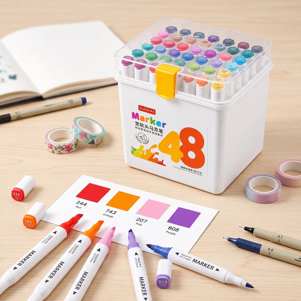 🎨 48 Dual-Tip Alcohol-Based Markers — Ink Link