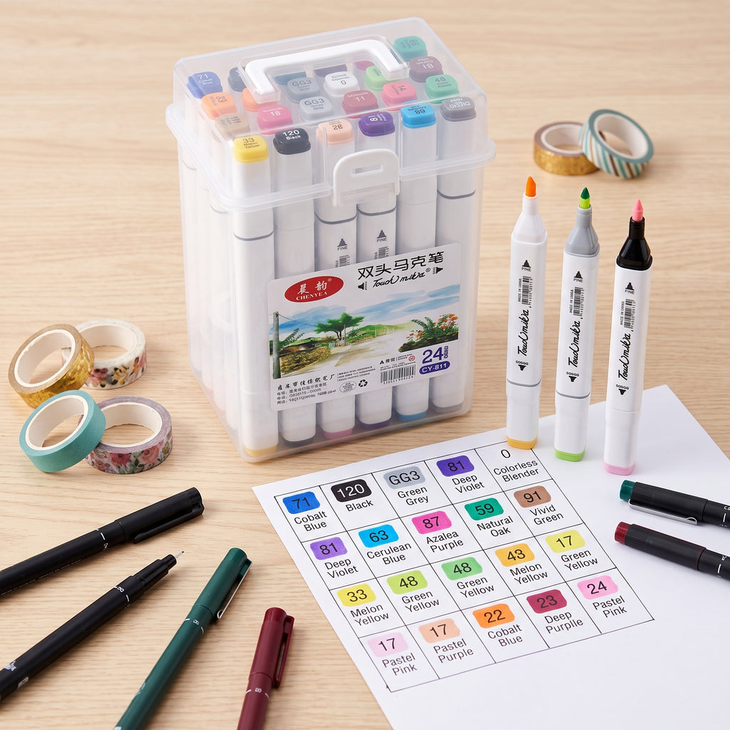 🎨 24 Alcohol-Based Dual-Tip Markers — Ink Link