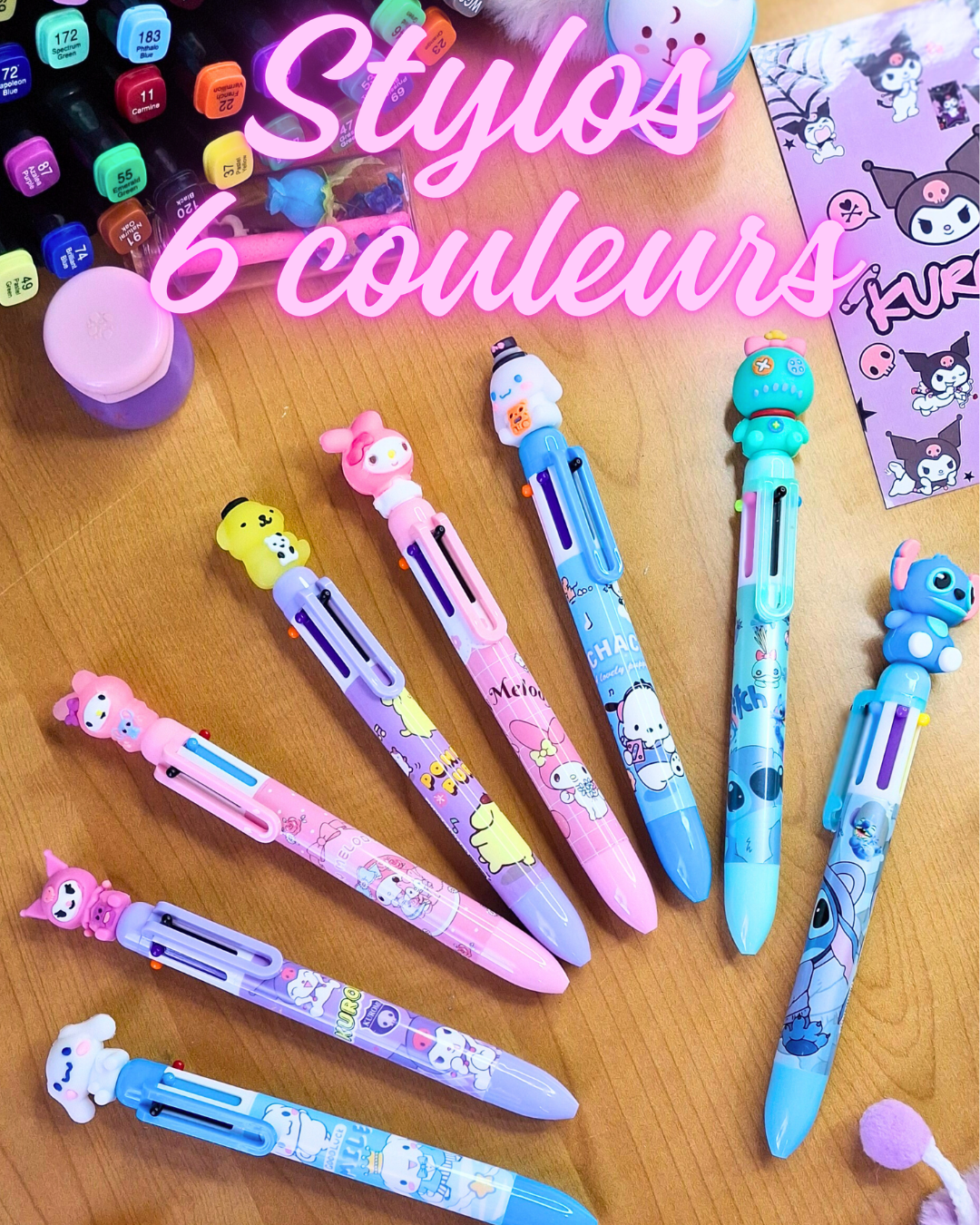 🎀 🍯 Stylo multicolore Avec ses 6 couleurs🖤🎀