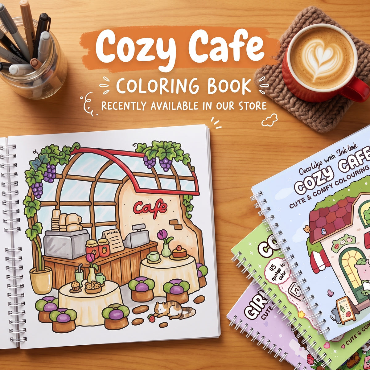 ☕ Cozy Cafe – Cute & Cozy Coloring Book | Your Little Escape into a World of Warmth