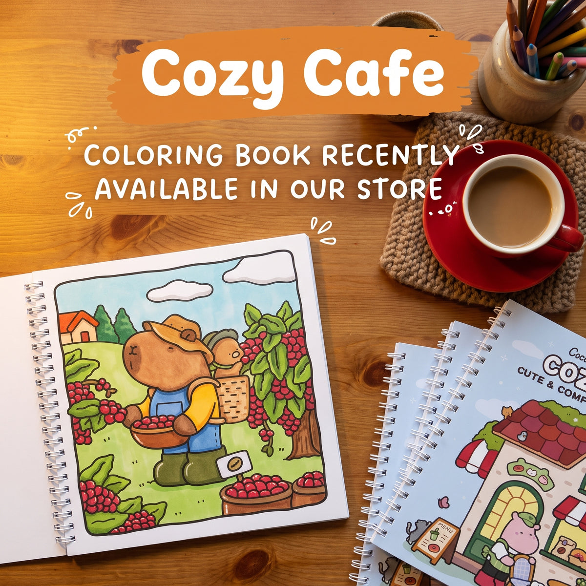 ☕ Cozy Cafe – Cute & Cozy Coloring Book | Your Little Escape into a World of Warmth