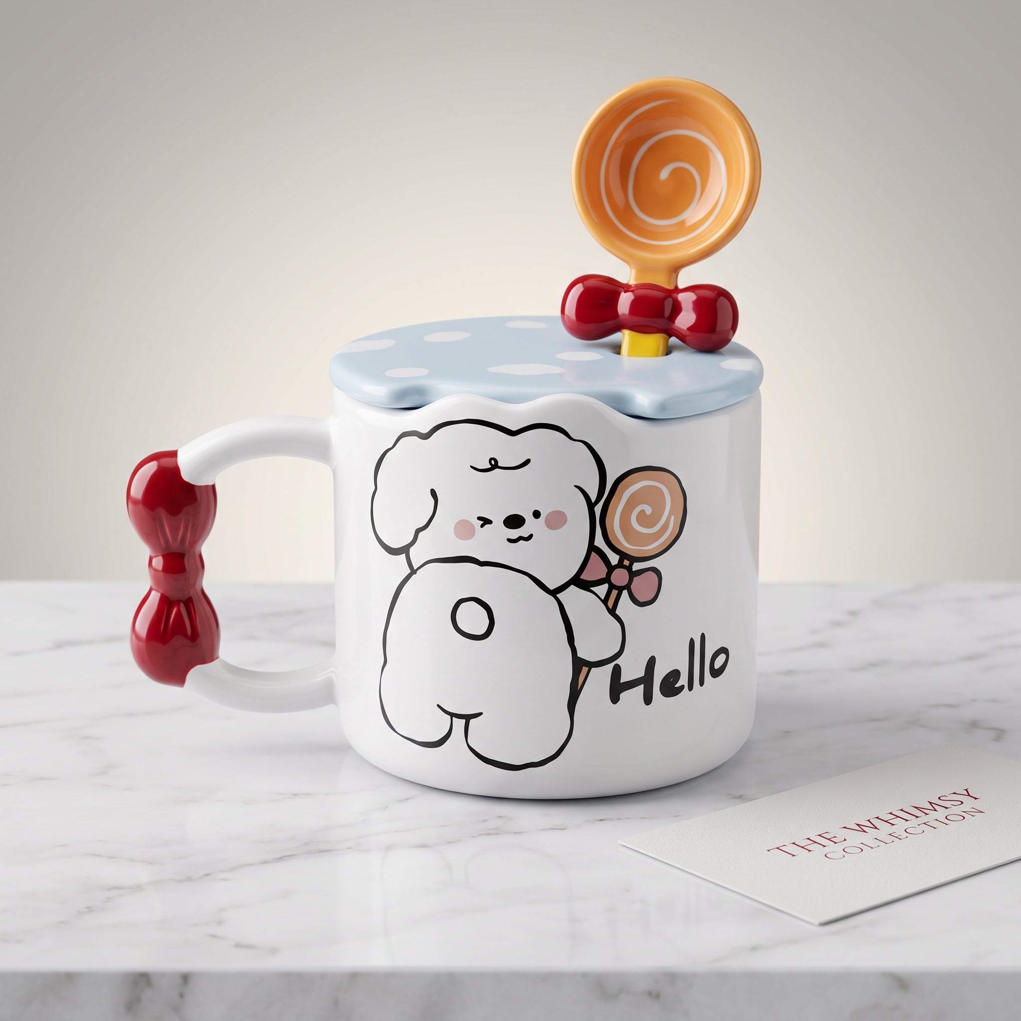 ☕ Blue Cute Bear Ceramic Coffee Mug with Lid & Spoon – Premium Microwave & Dishwasher Safe Coffee Cup Gift