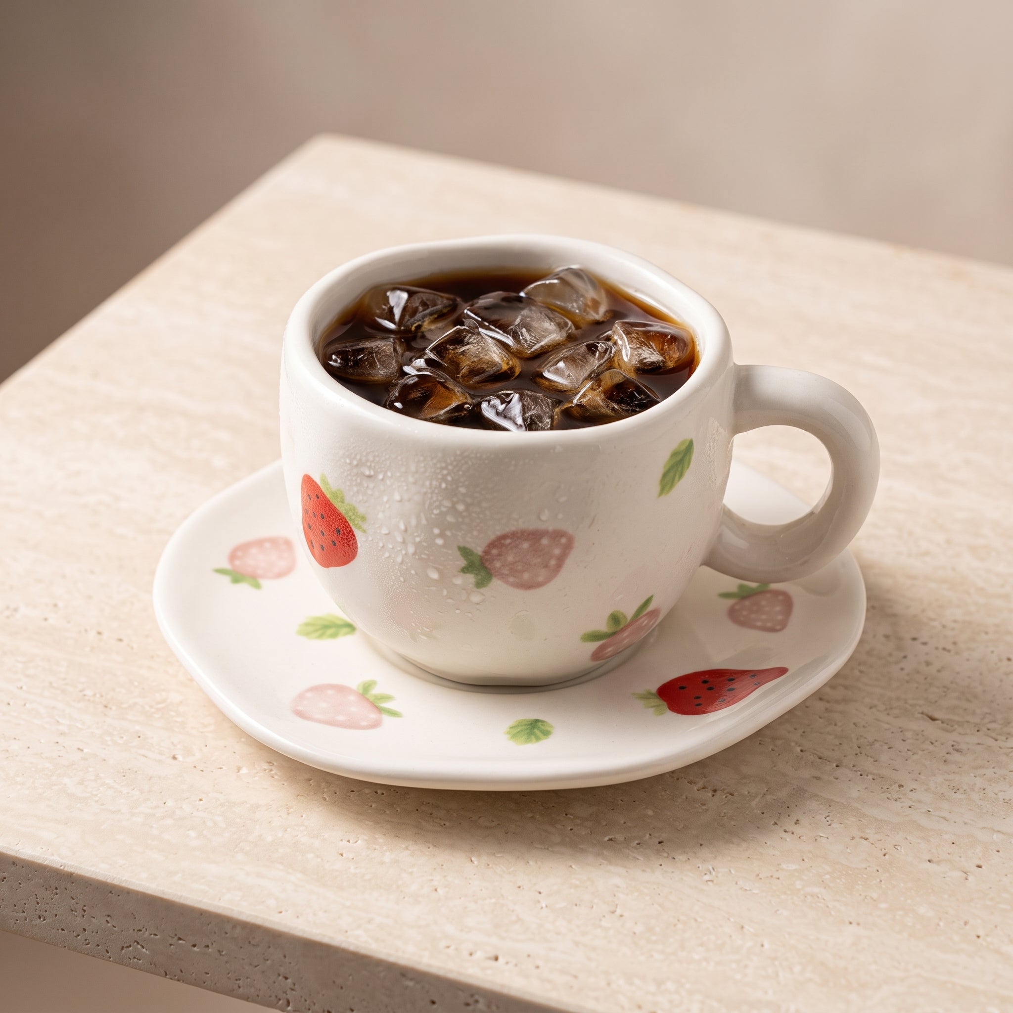 Strawberry Ceramic Coffee Mug with Matching Saucer – Microwave & Dishwasher Safe | Premium Strawberry Coffee Cup Gift