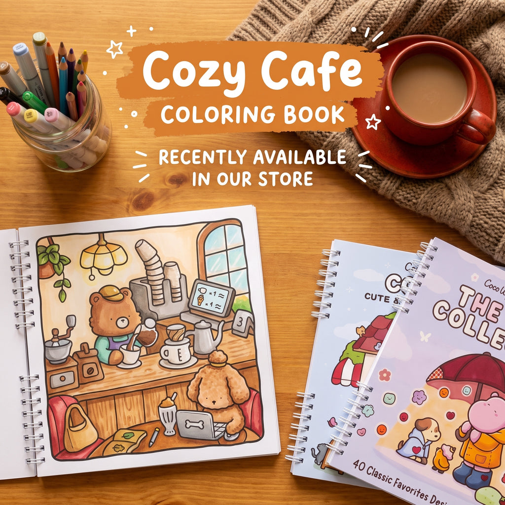 ☕ Cozy Cafe – Cute & Cozy Coloring Book | Your Little Escape into a World of Warmth