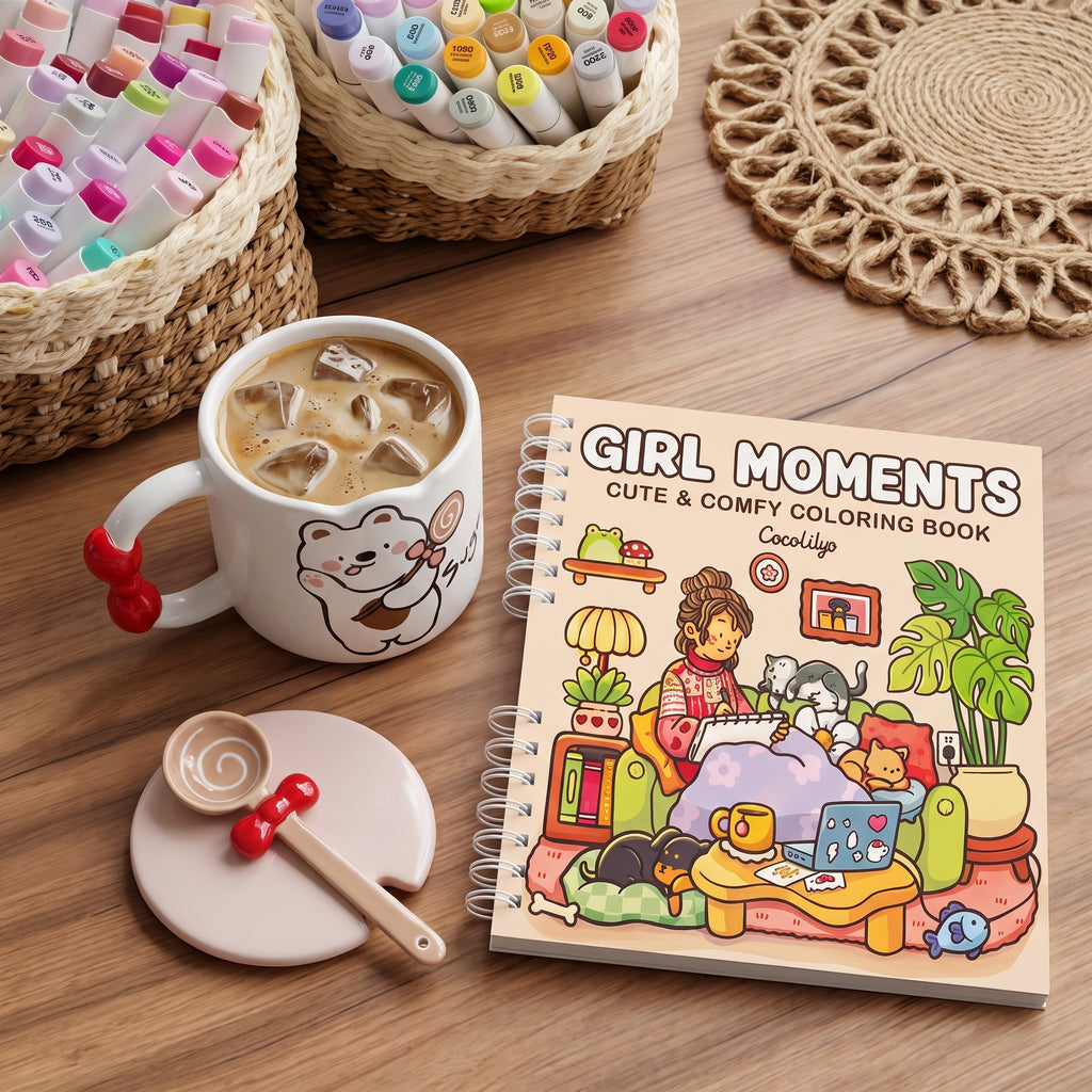 🧸 Beige Cute Bear Ceramic Coffee Mug with Lid & Spoon – Premium Microwave & Dishwasher Safe Coffee Cup Gift