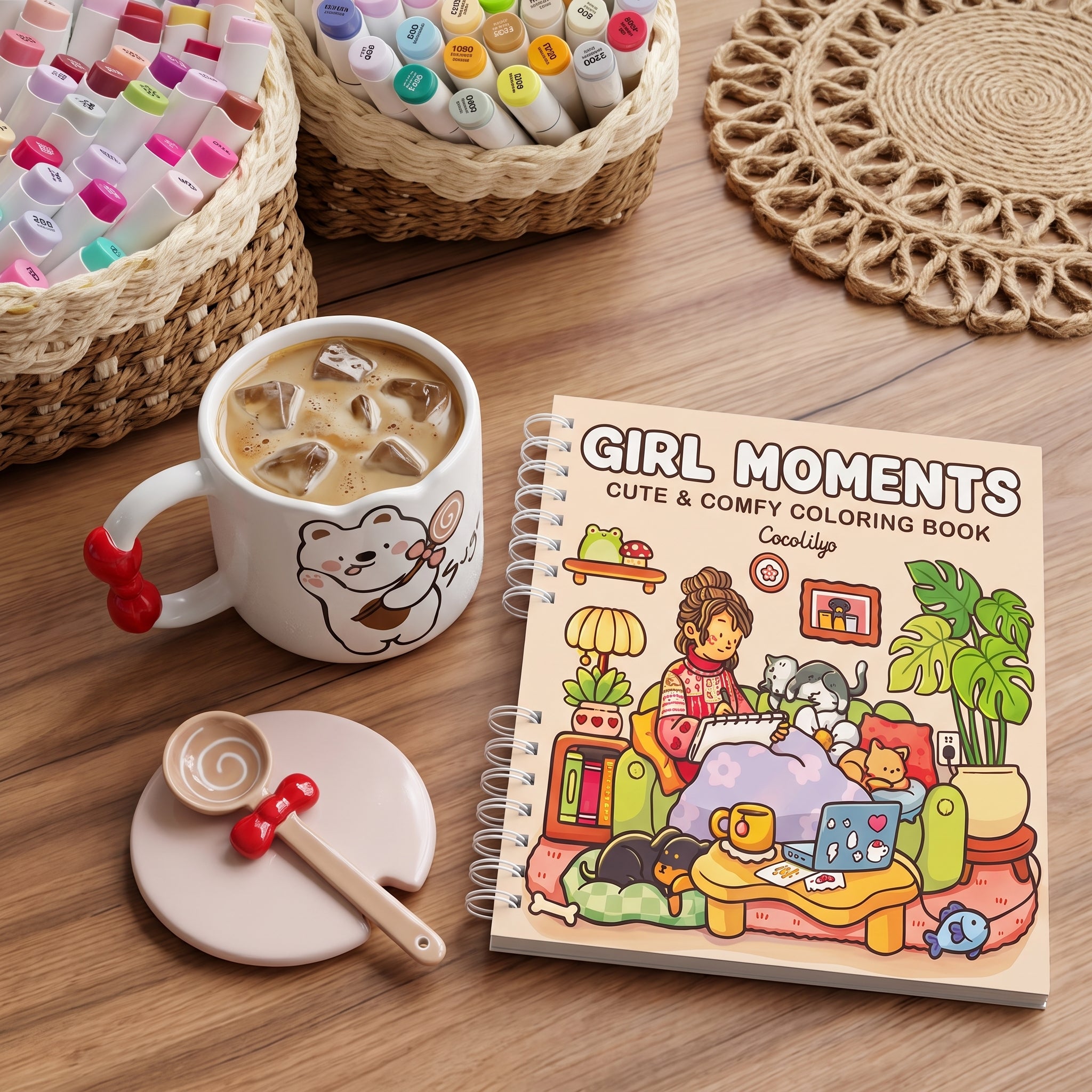 🧸 Beige Cute Bear Ceramic Coffee Mug with Lid & Spoon – Premium Microwave & Dishwasher Safe Coffee Cup Gift
